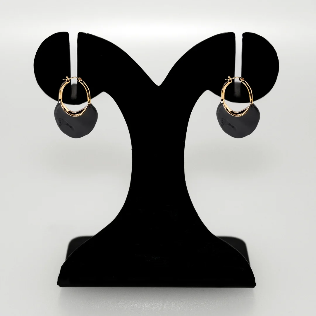 Sculpted Arc Hoop Earrings Black - Image 6