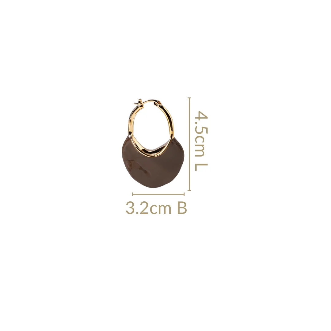 Sculpted Arc Hoop Earrings Brown - Image 3