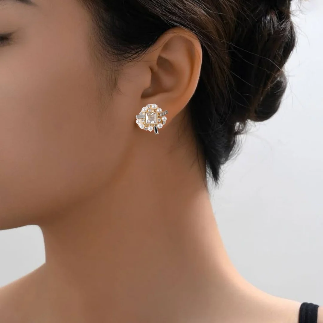 Sculptural Edgy Gold Stud Earrings - Image 5