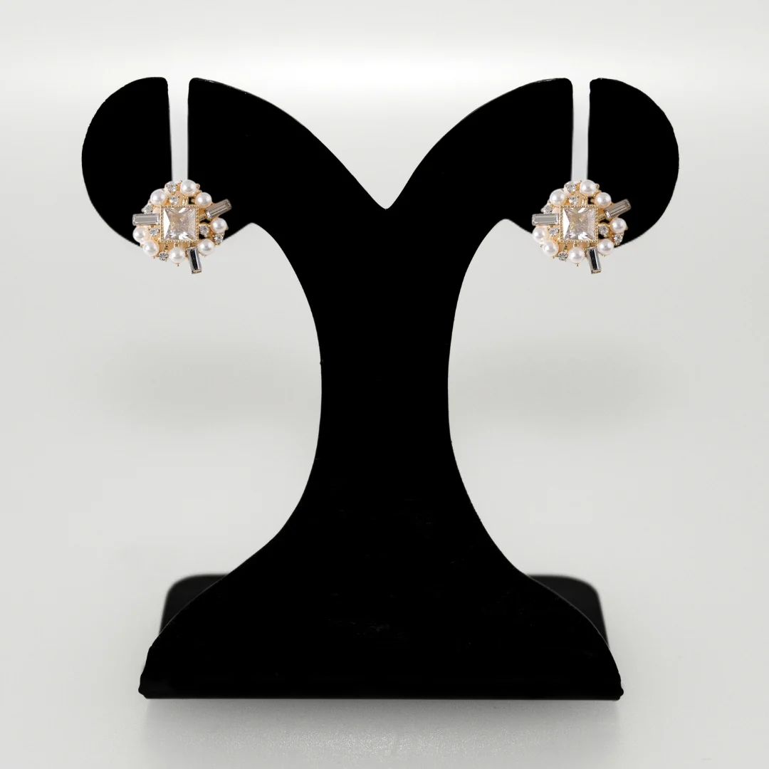 Sculptural Edgy Gold Stud Earrings - Image 6