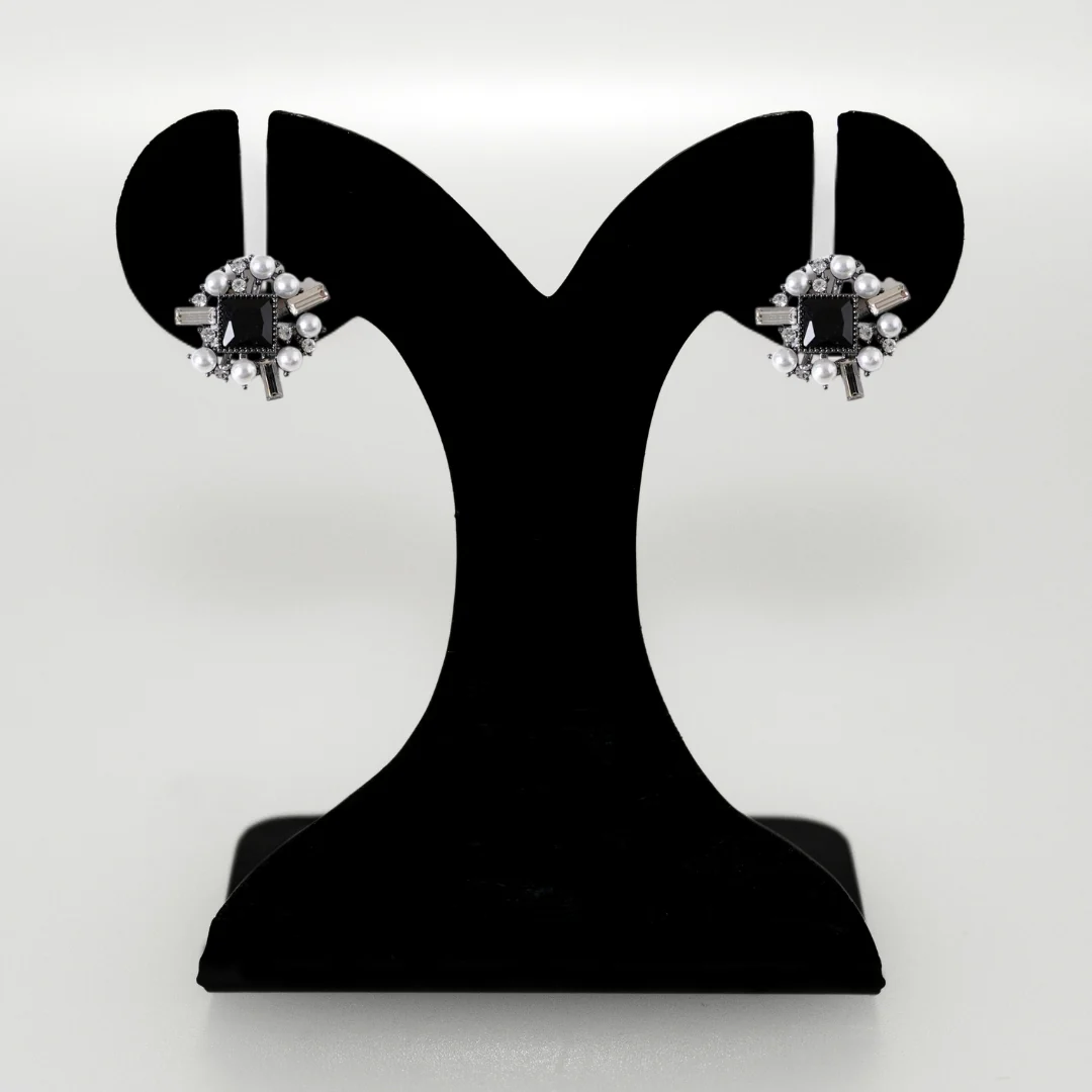 Sculptural Edgy Oxidised Silver Stud Earrings - Image 6