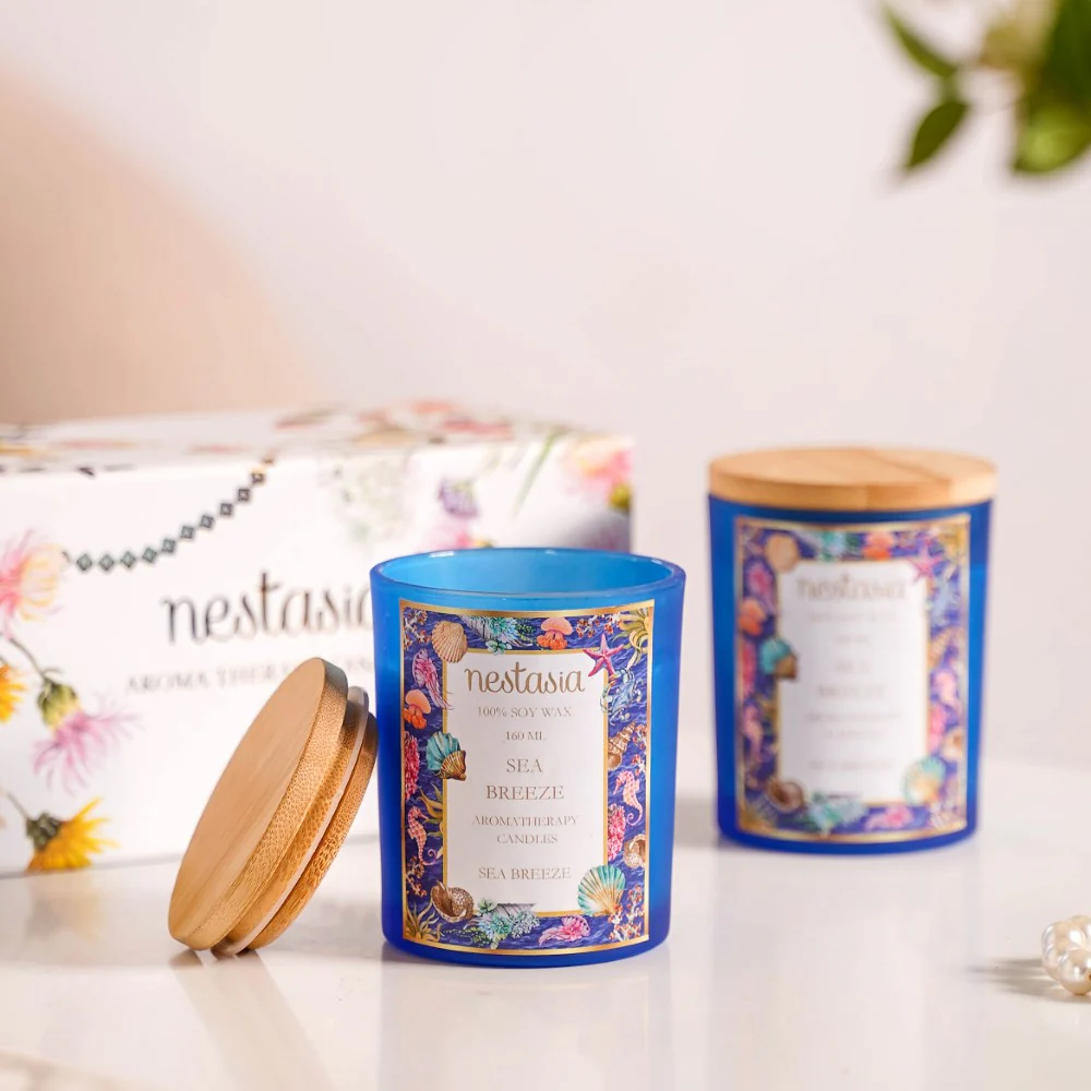 Sea Breeze Scented Candle Jar With Lid Set Of 2 - Image 5
