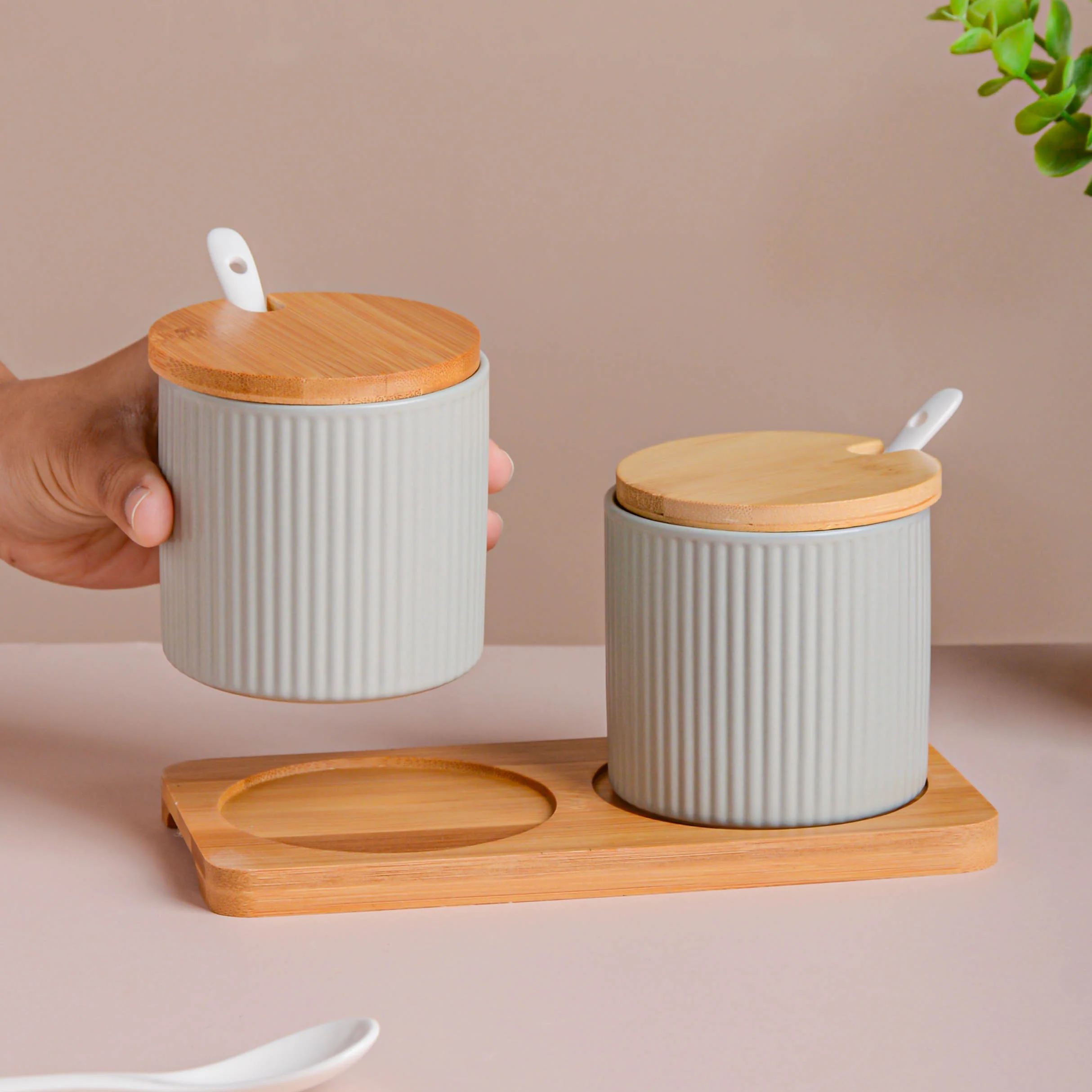 Seasoning Jar Set of 2 with Tray - Image 8