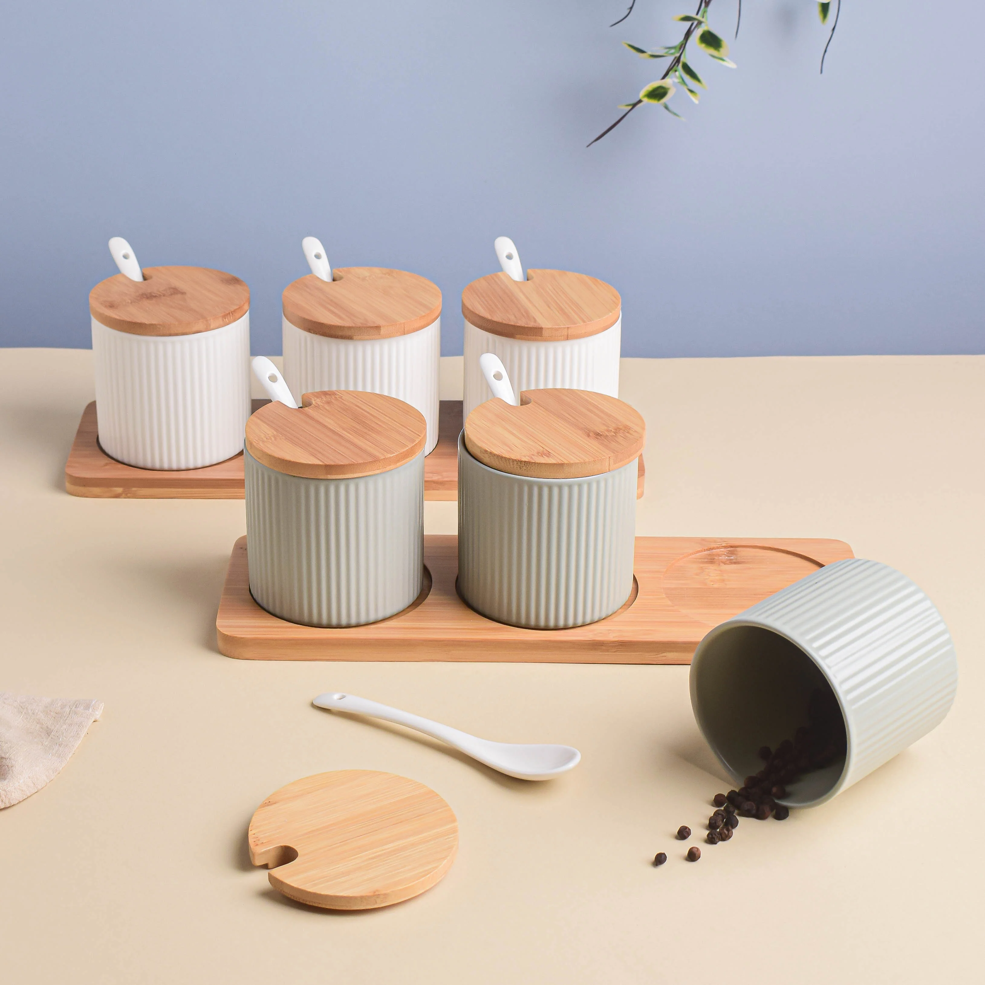 Seasoning Jar Set of 3 with Tray - Image 2