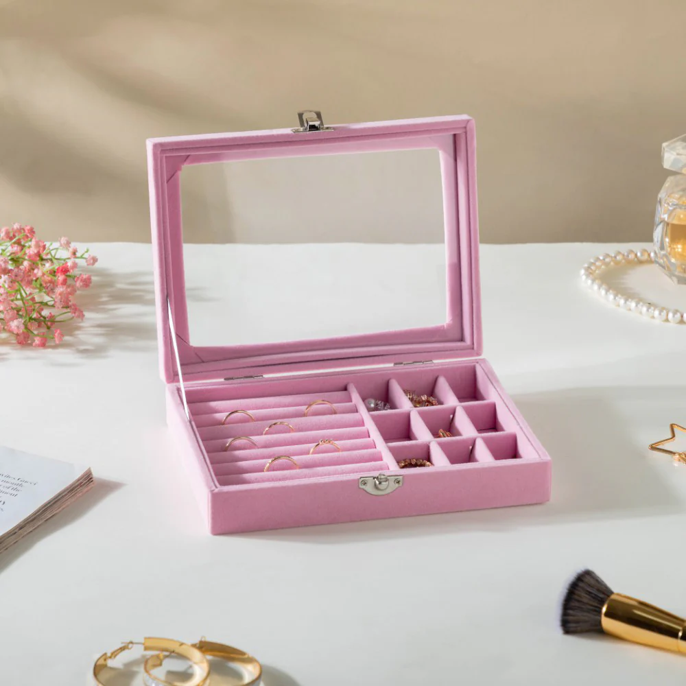 Sectioned Jewellery Box Pink