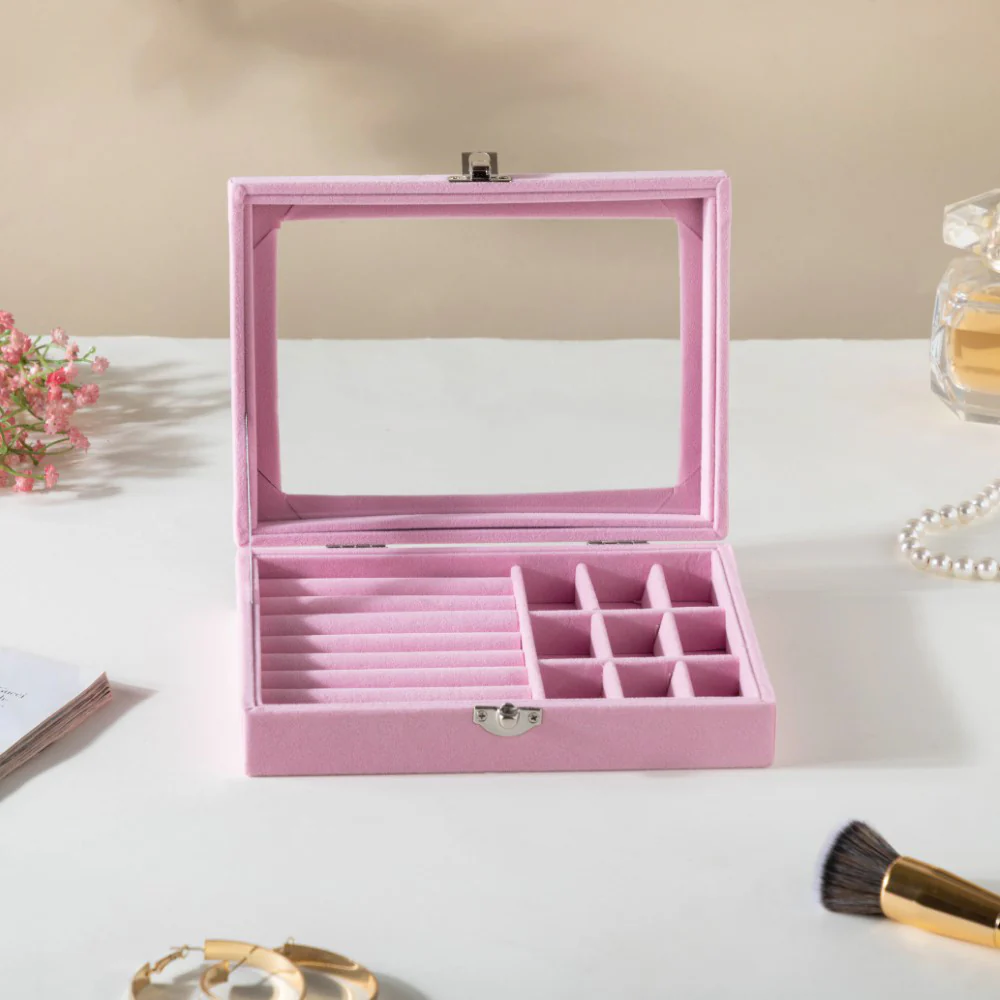 Sectioned Jewellery Box Pink - Image 6