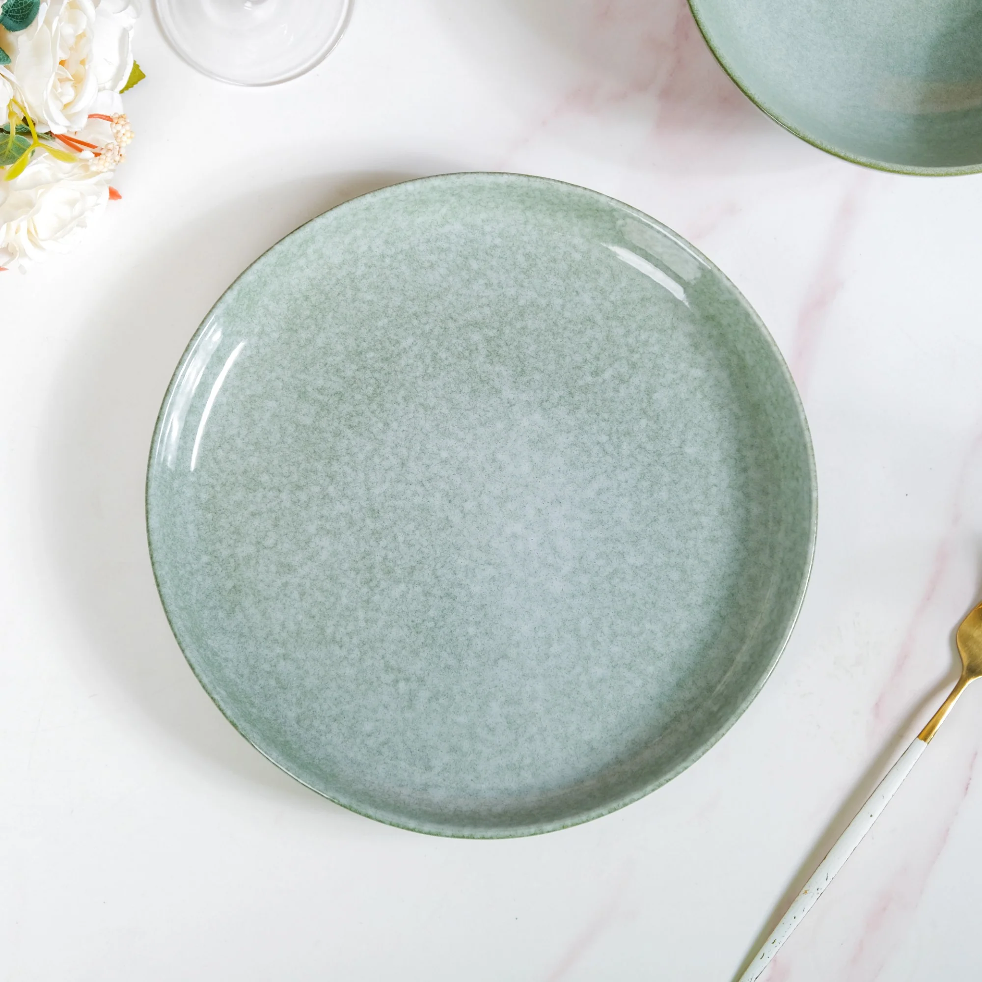 Sera Ceramic Dinner Plate Set Of 6 Sage Green 10 Inch - Image 6