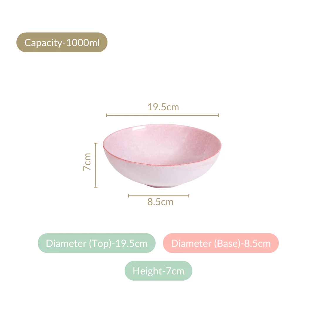 Sera Ceramic Large Serving Bowl Set Of 2 Pink 1000ml - Image 4