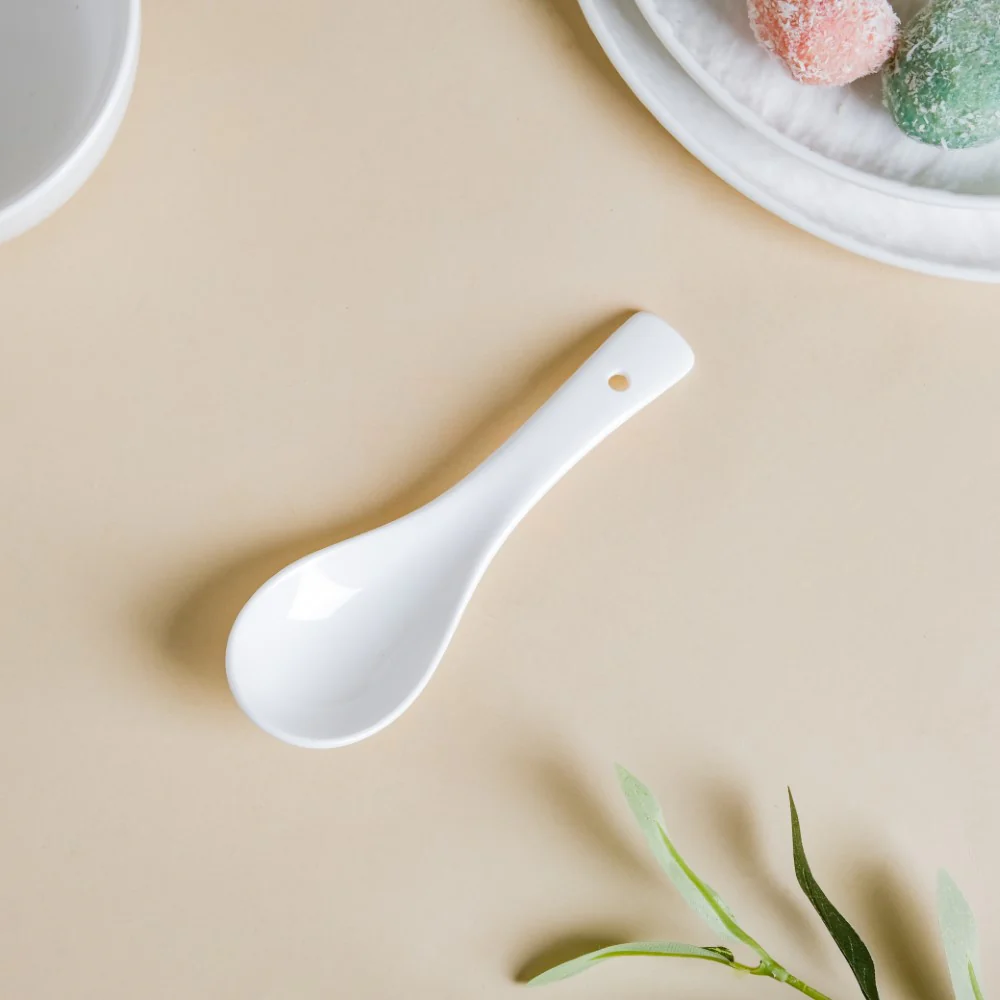 Serena Ceramic Soup Spoon White - Image 3