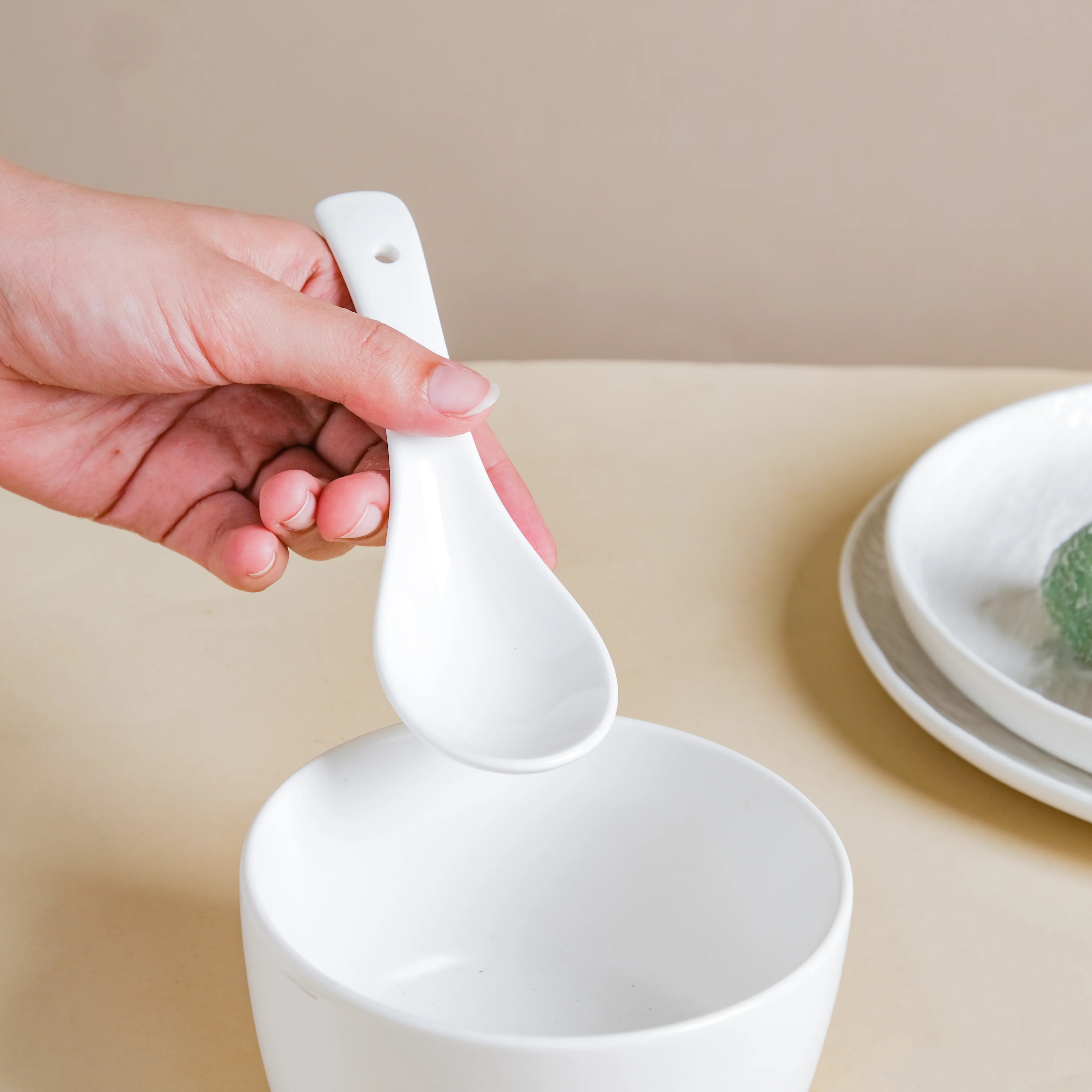 Serena Ceramic Soup Spoon White - Image 4
