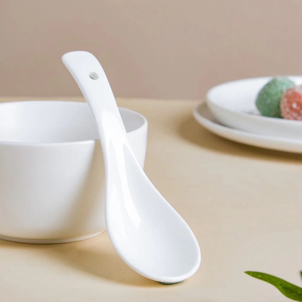 Serena Ceramic Soup Spoon White - Image 6