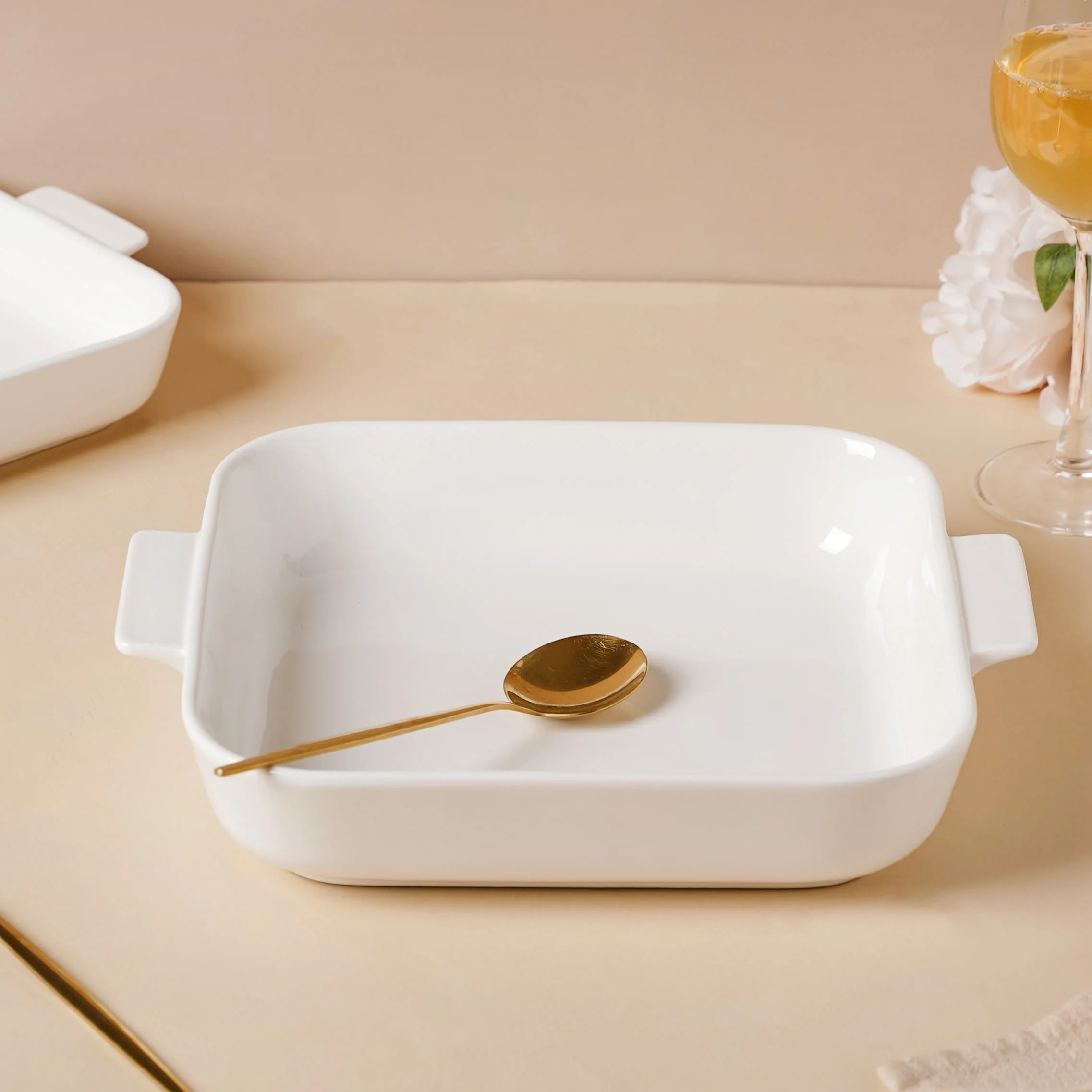 Serena Lily White Ceramic Baking Plate Large - Image 2