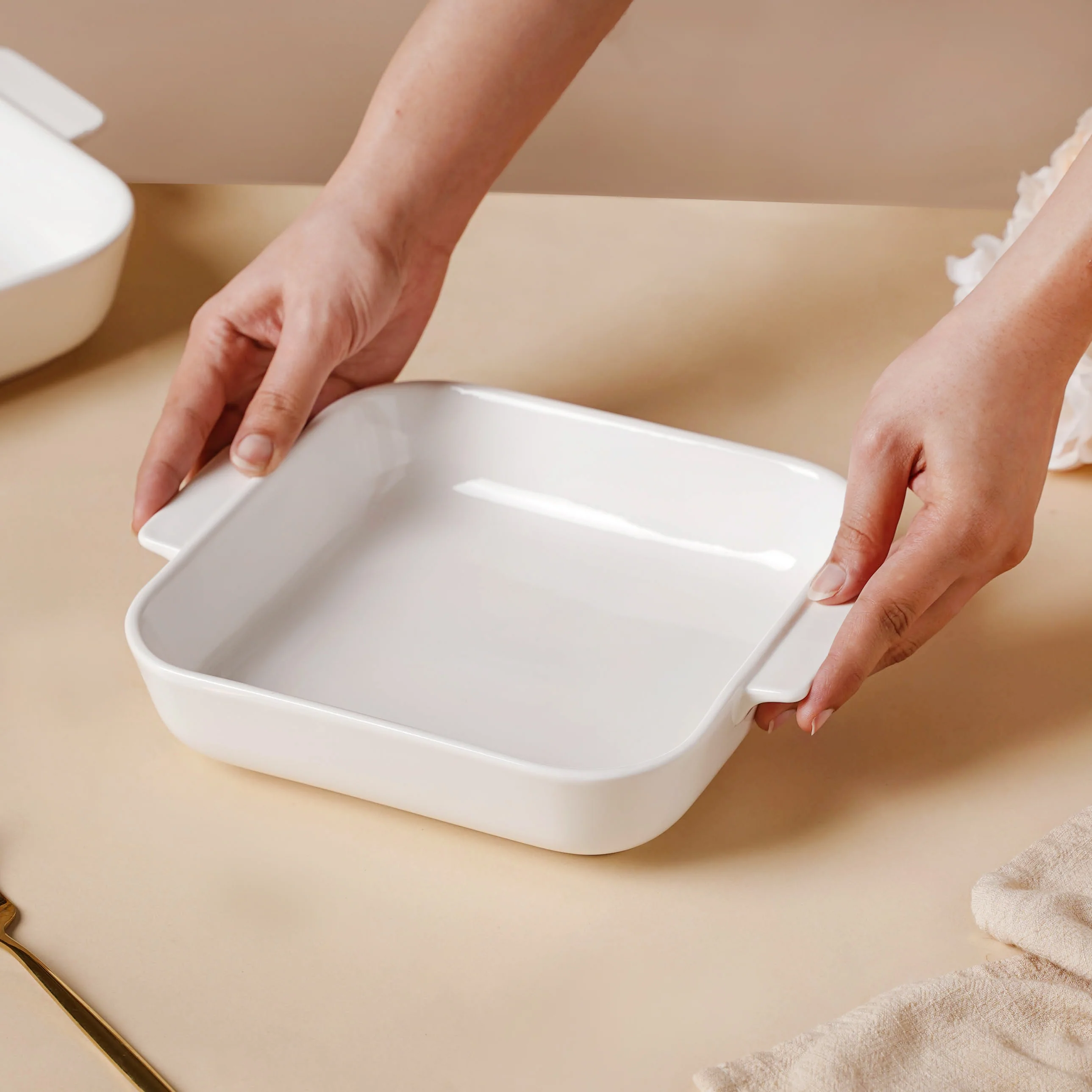 Serena Lily White Ceramic Baking Plate Small - Image 2