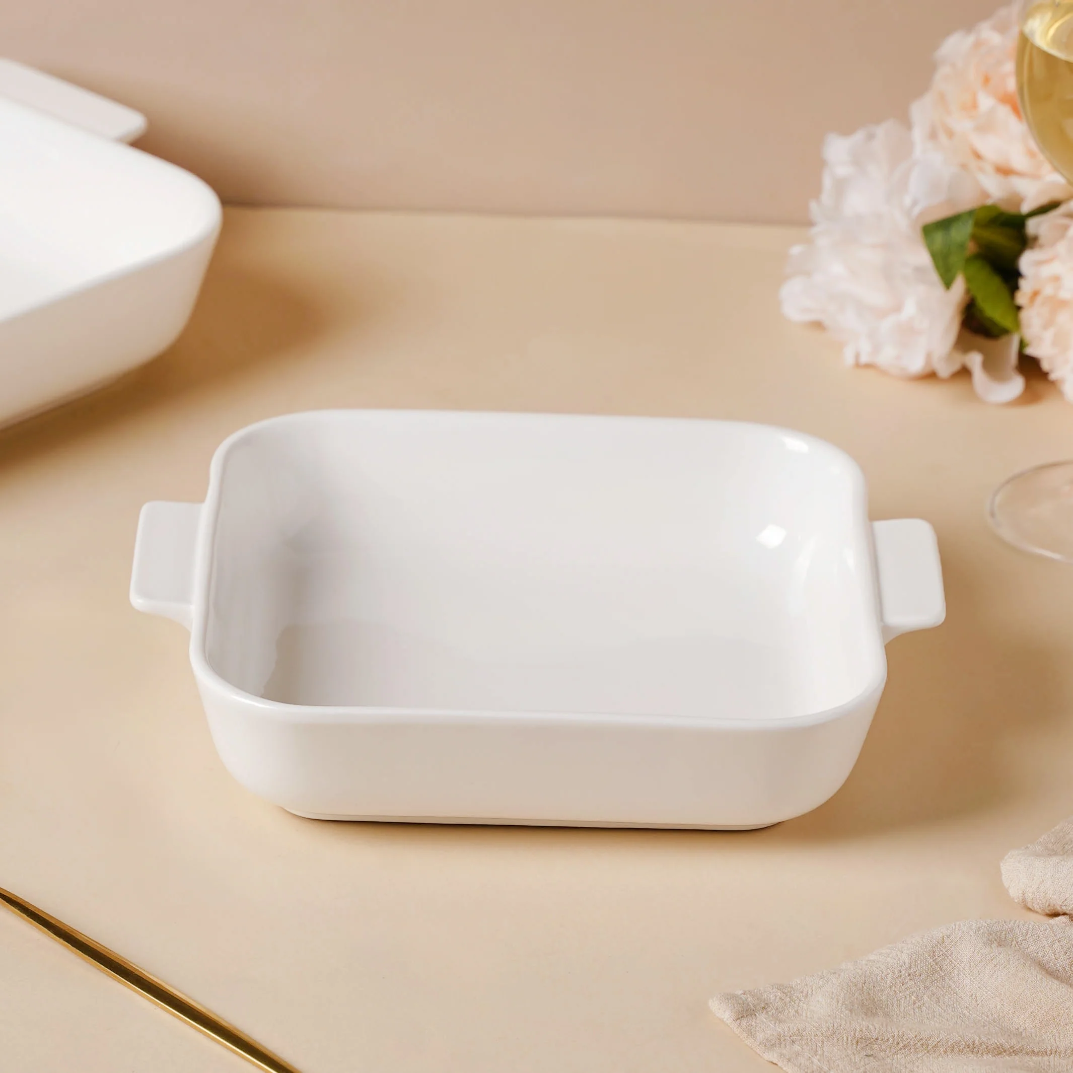 Serena Lily White Ceramic Baking Plate Small - Image 3