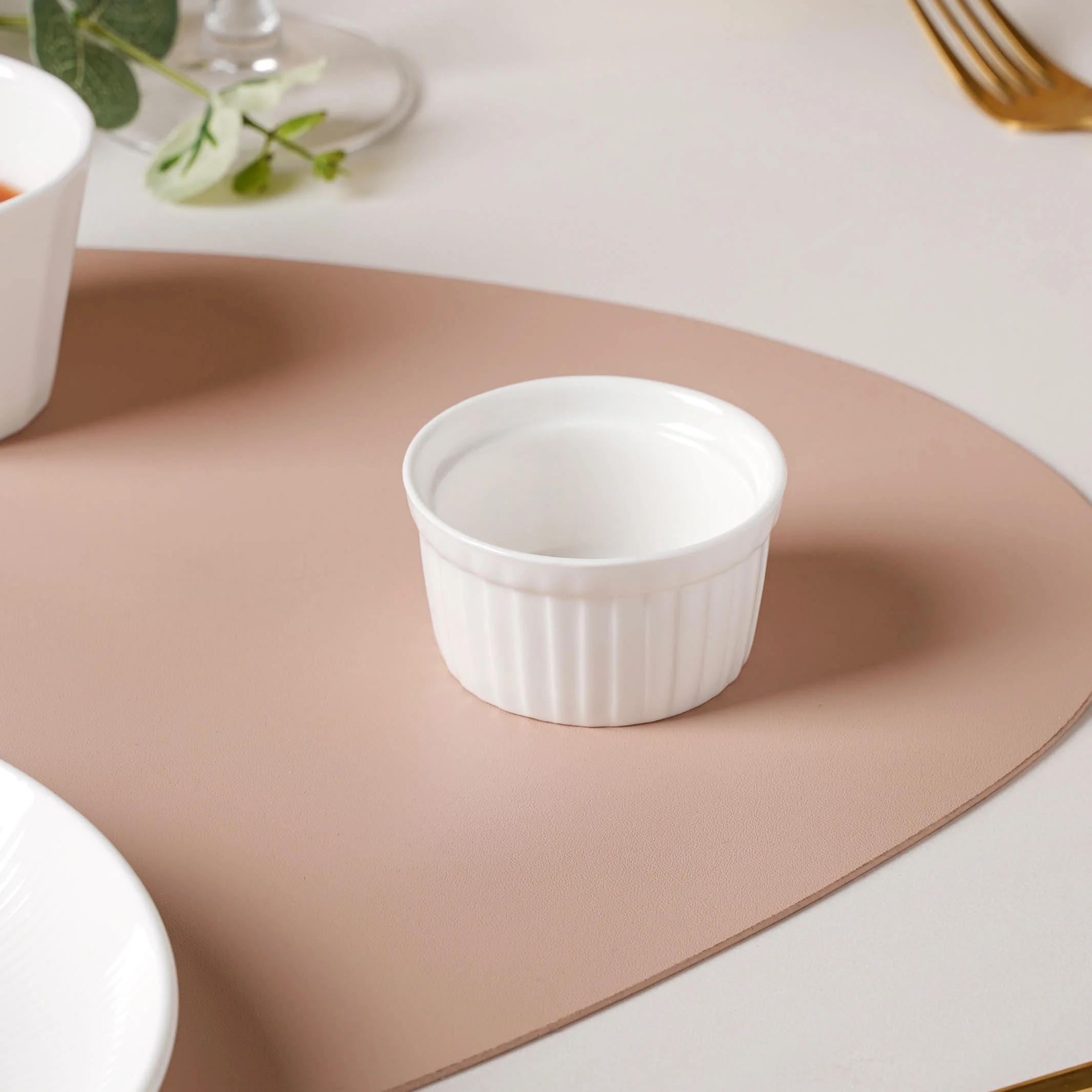 Serena Pearly White Ribbed Ceramic Dip Bowl 80 ml - Image 4