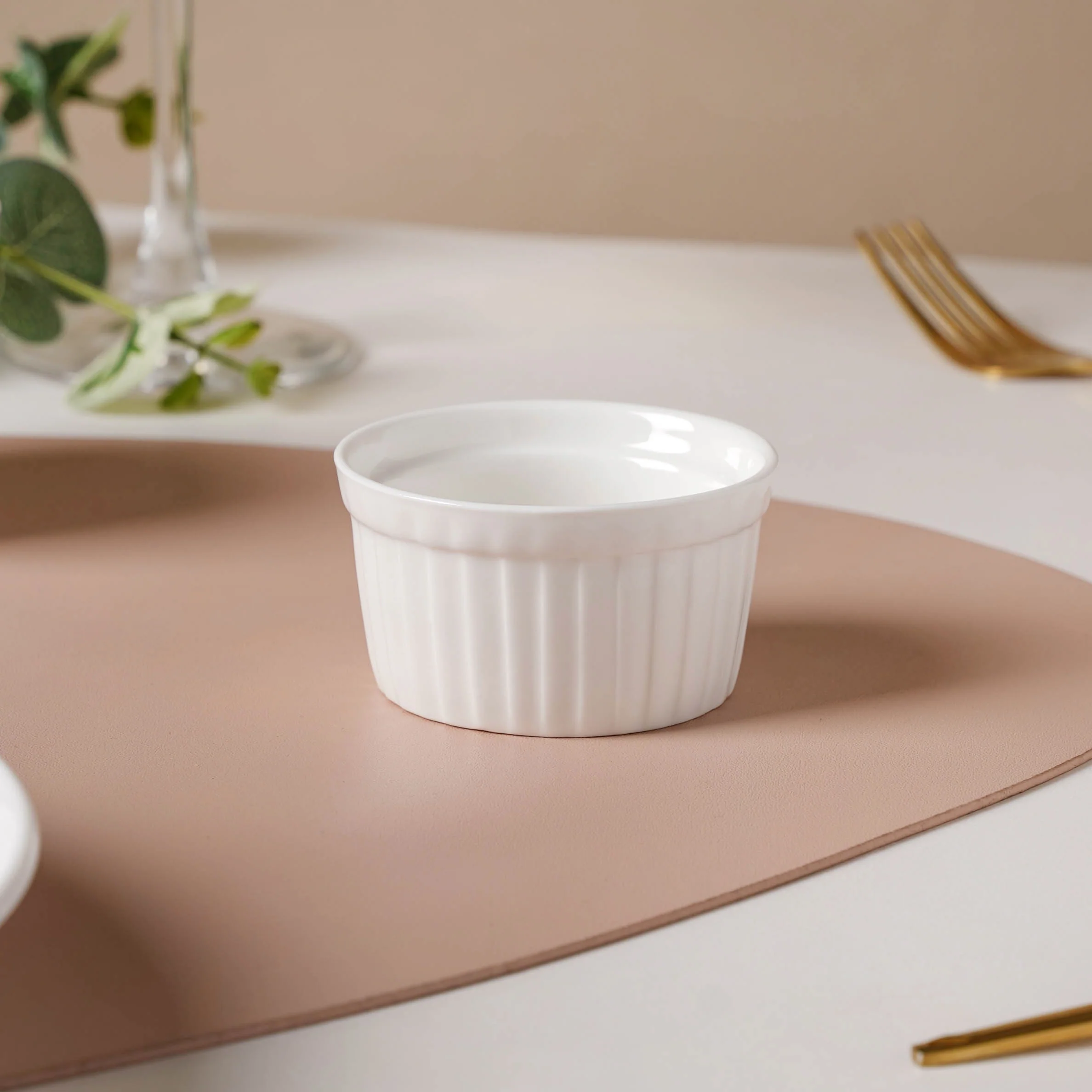Serena Pearly White Ribbed Ceramic Dip Bowl 80 ml - Image 5