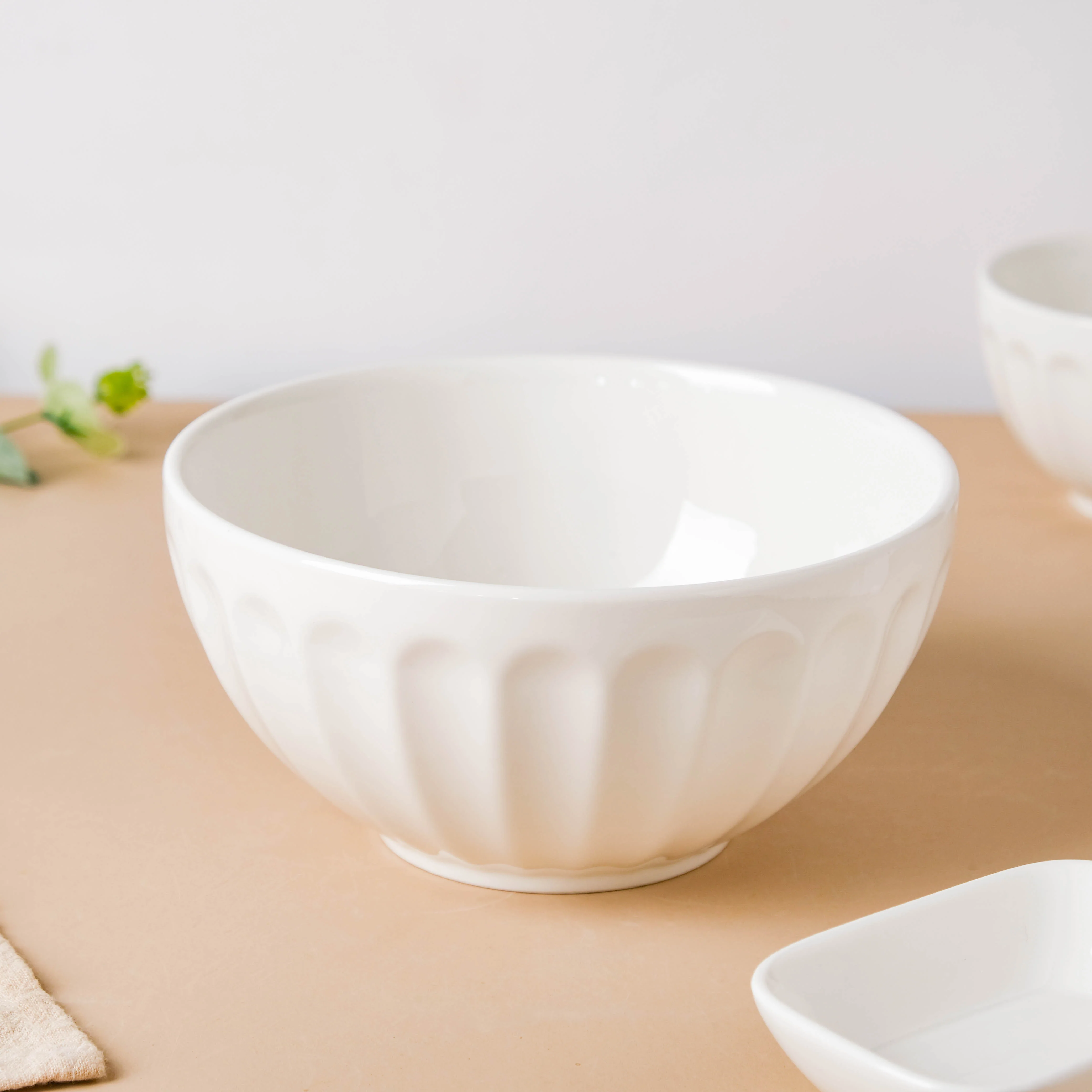 Serena Pearly White Ribbed Serving Bowl 6.5 Inch 900 ml - Image 3
