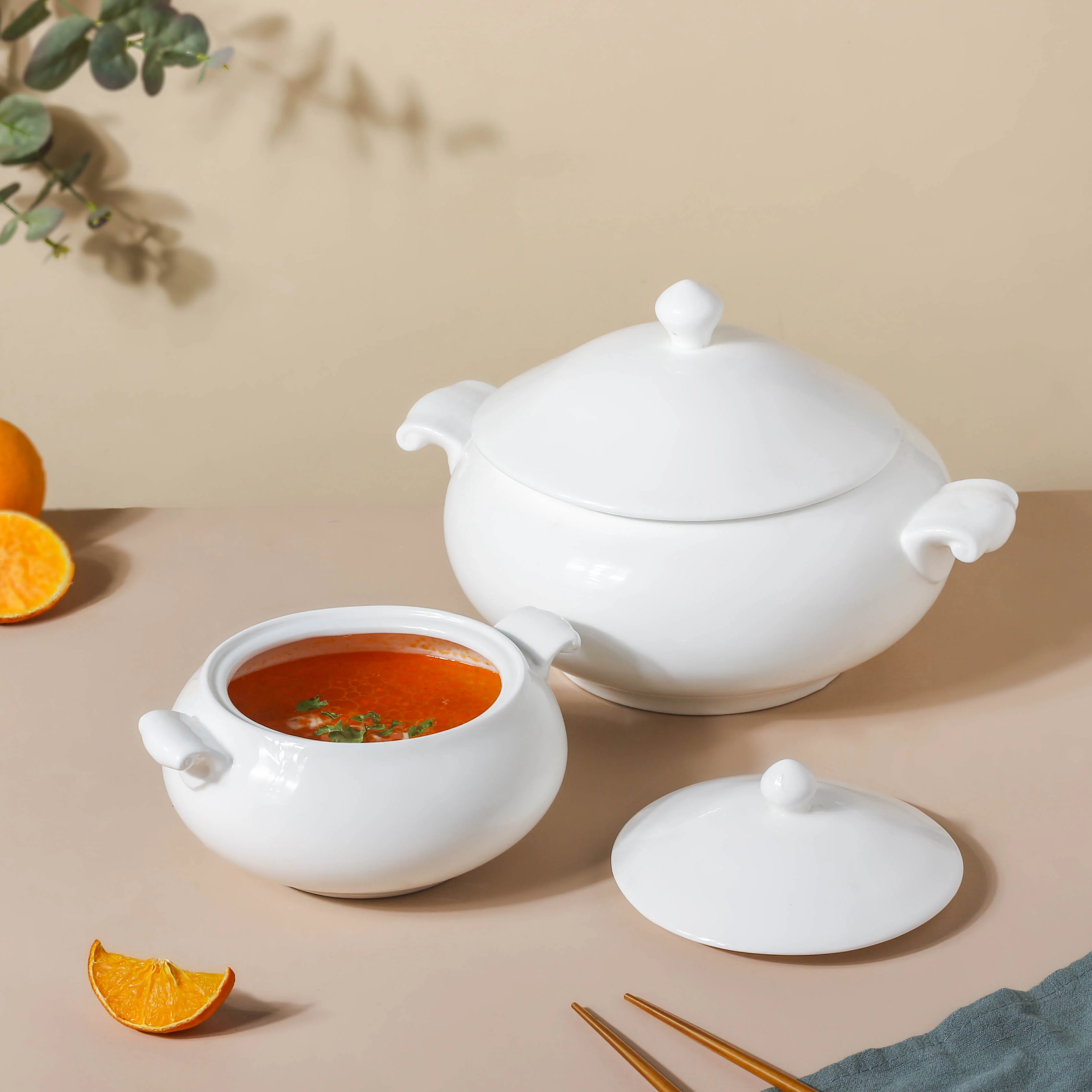 Serena Pearly White Serving Bowl With Lid Small 1 L - Image 10