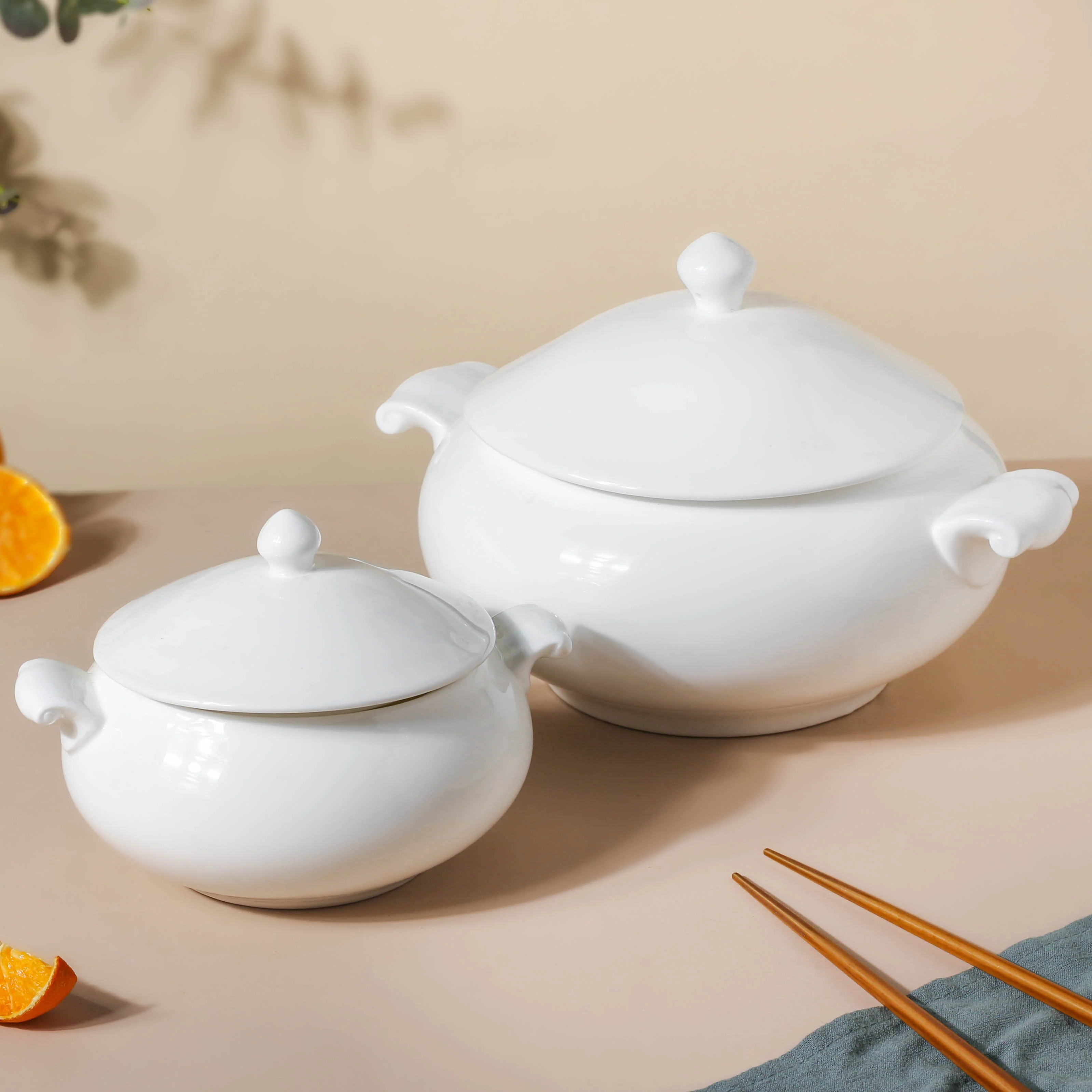 Serena Pearly White Serving Bowl With Lid Small 1 L - Image 11