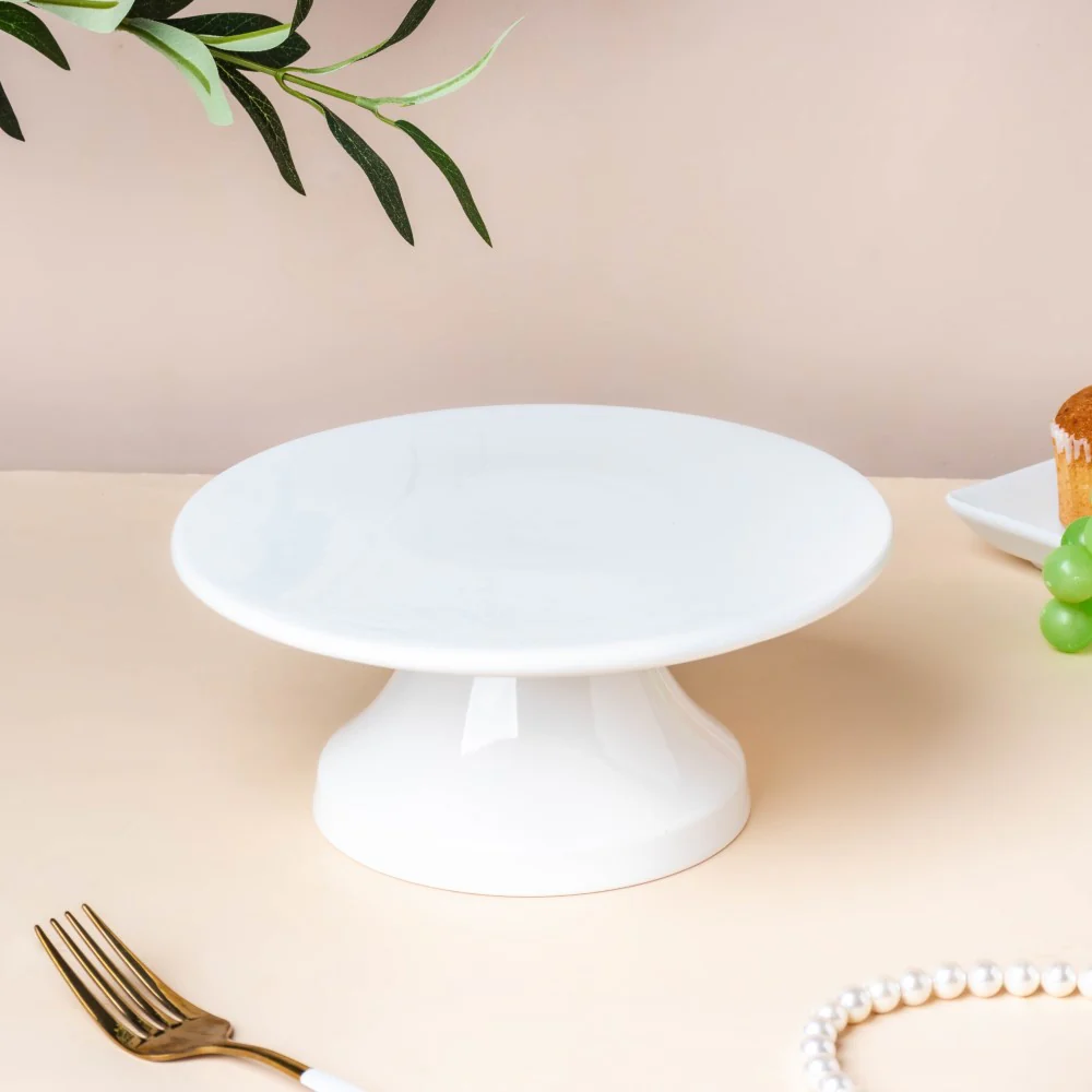 Serena Round Cake Stand 8 Inch Plate Small White - Image 3