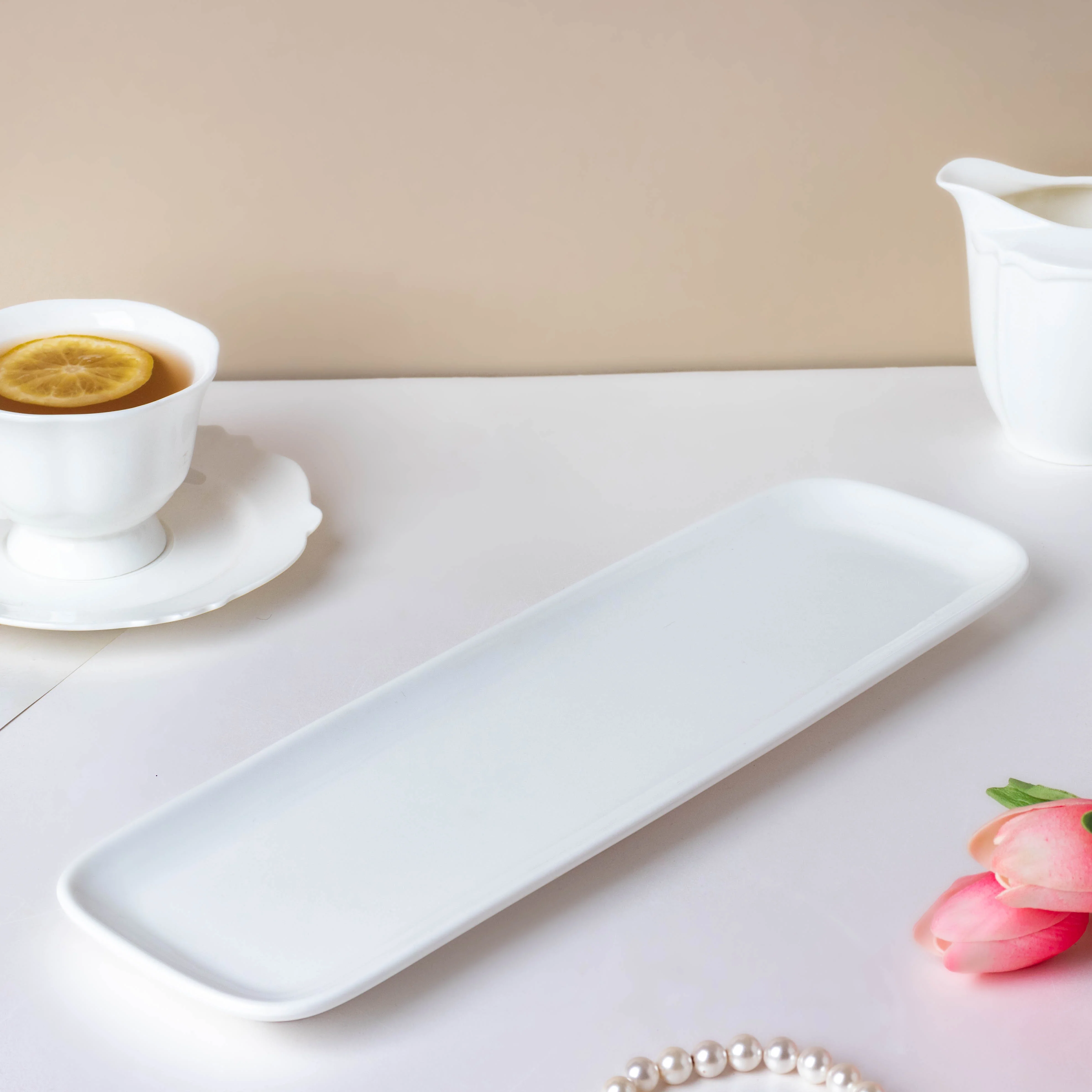 Serena Snowy White Long Platter 14 Inch - Image 4