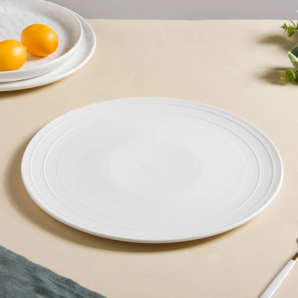 Serena Textured Ceramic Dinner Plate White 10 Inch - Image 3