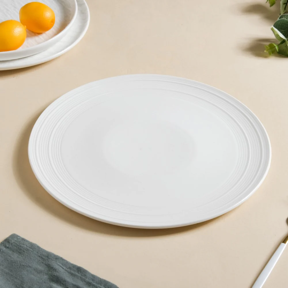 Serena Textured Ceramic Dinner Plate White 10 Inch - Image 7