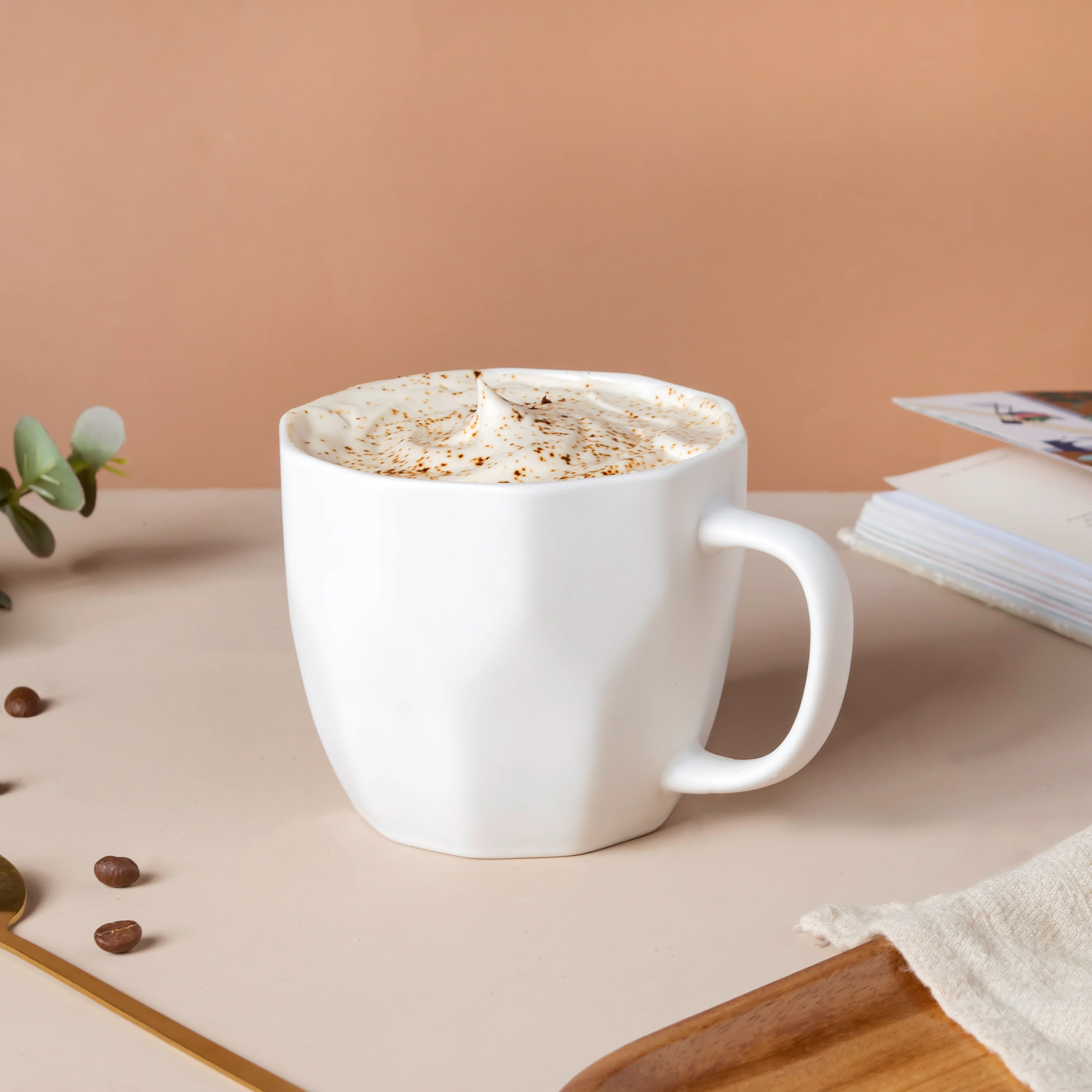 Serena White Embossed Cup - Image 3