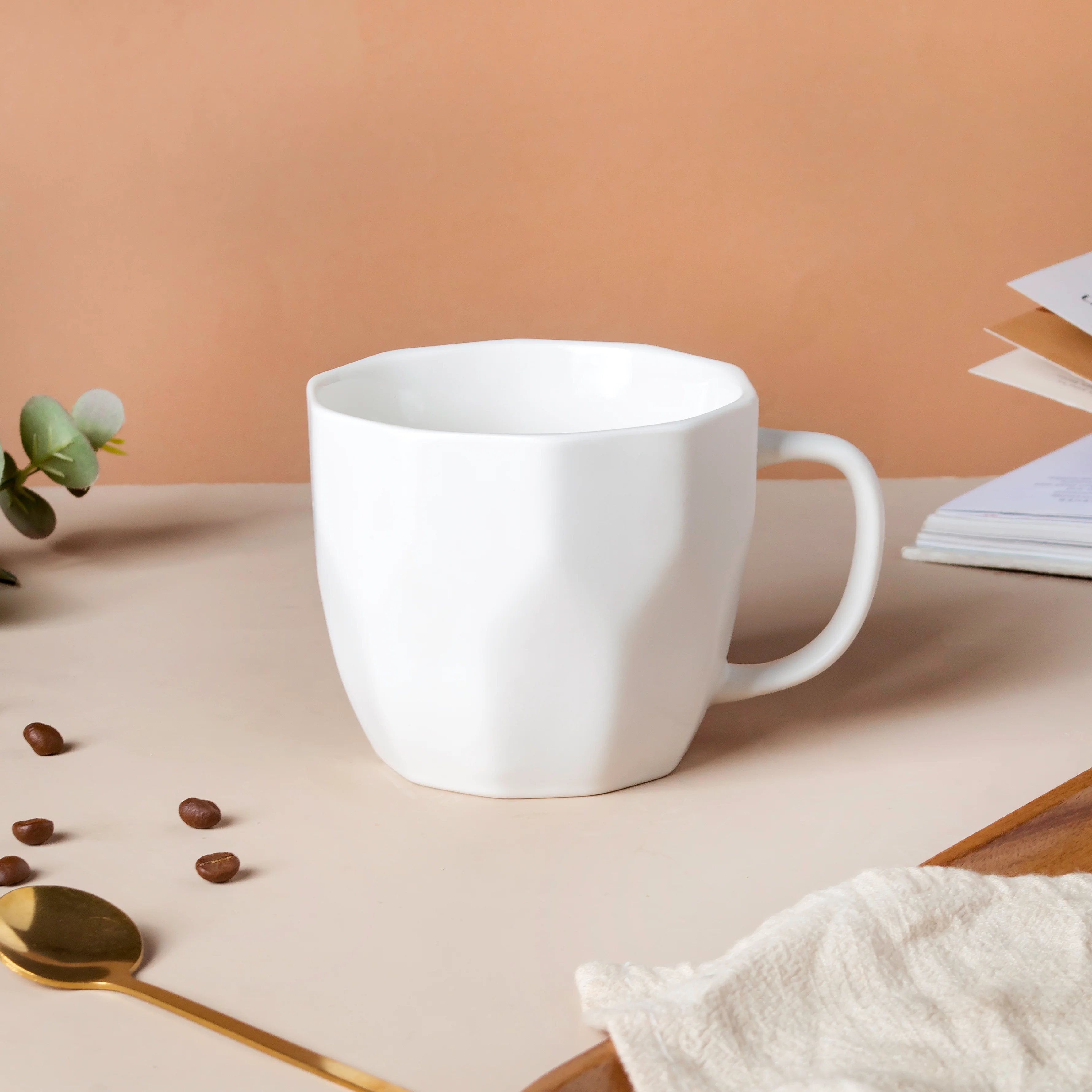 Serena White Embossed Cup - Image 5