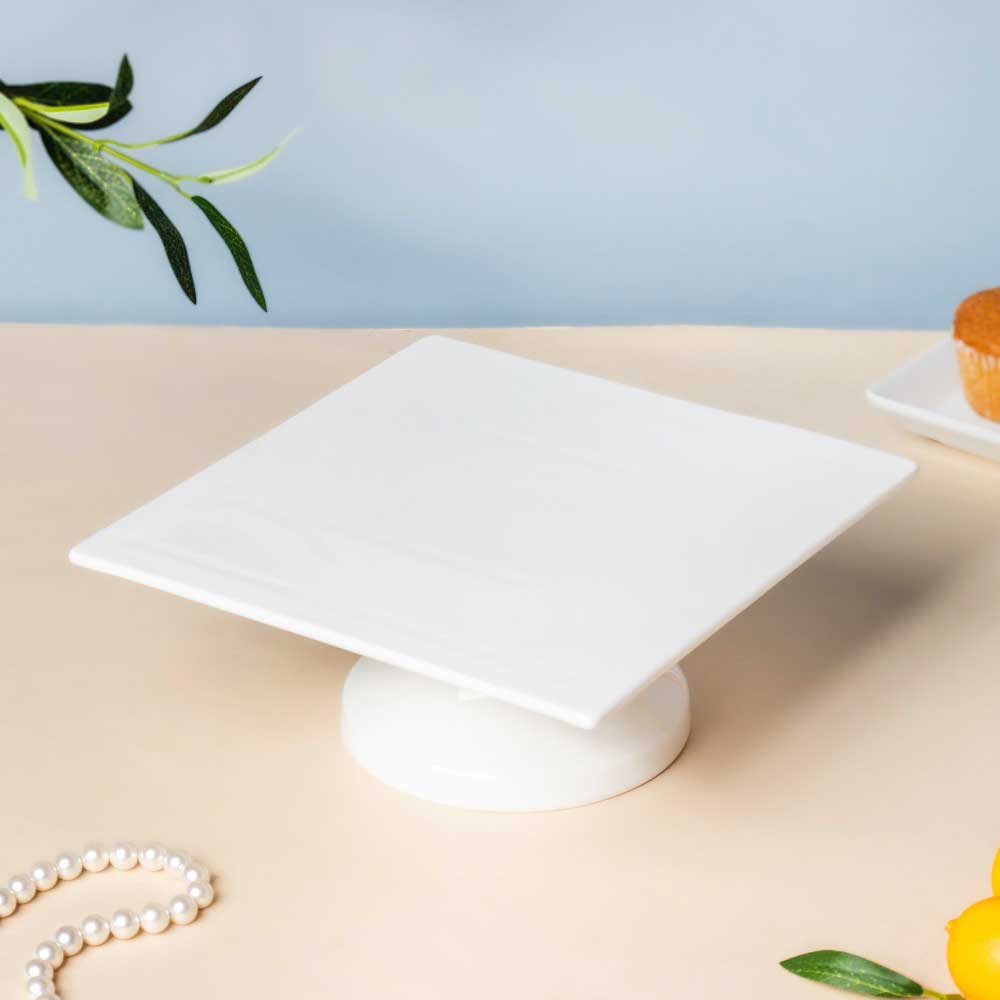 Serena White Square Cake Stand 8 Inch Small - Image 4