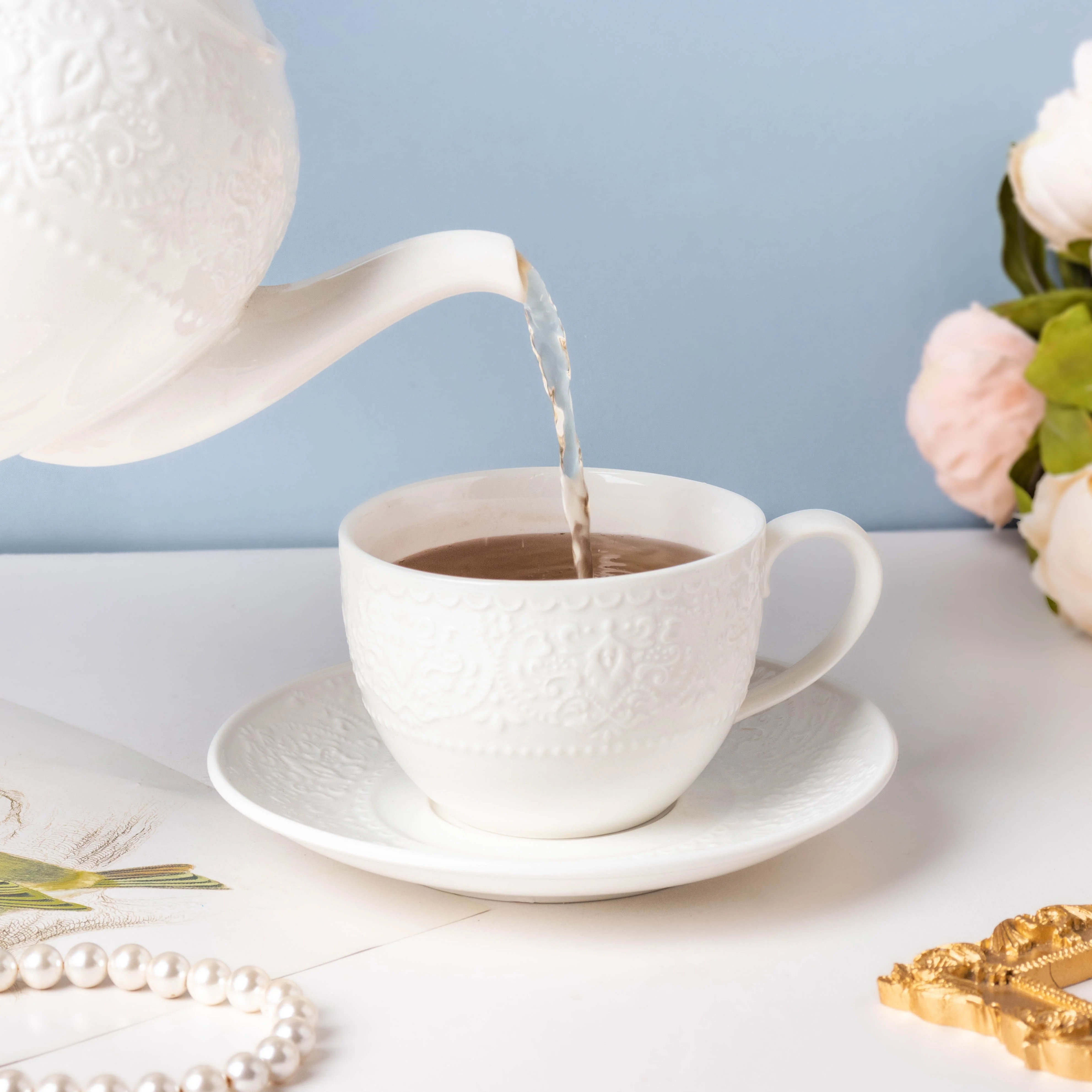 Serena White Truffle Cup and Saucer Set - Image 3