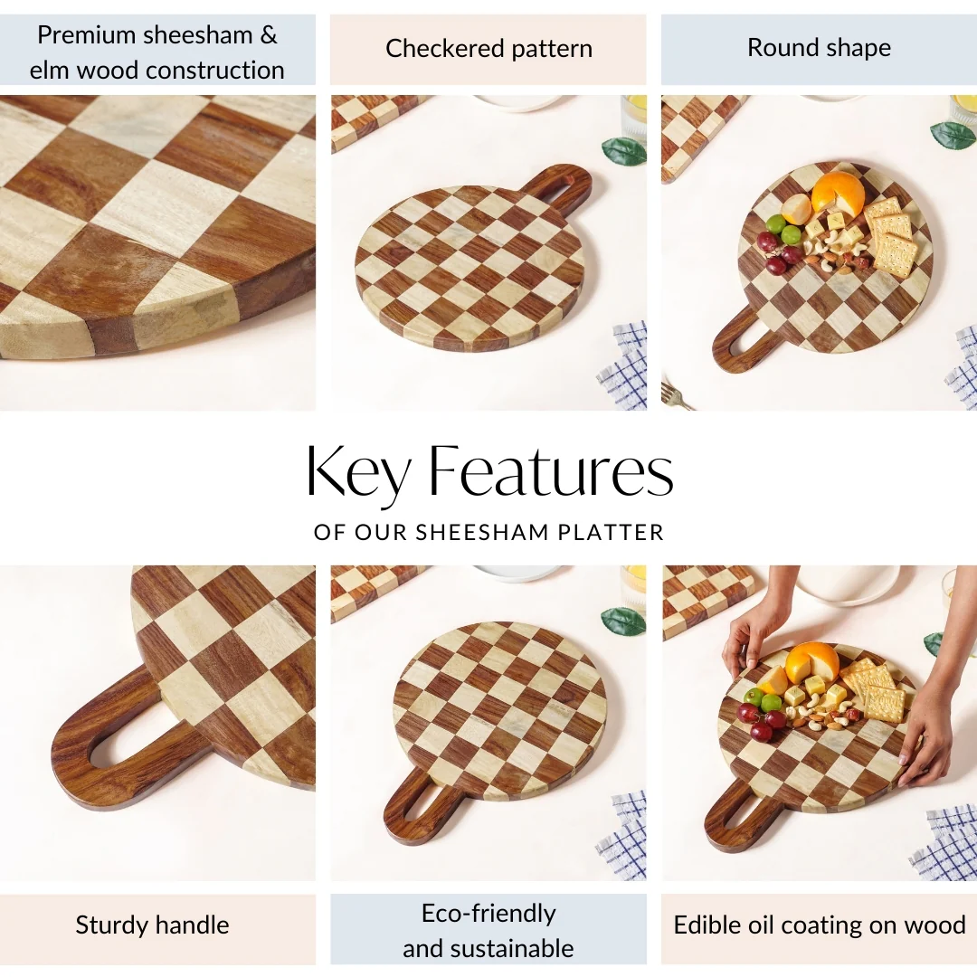 Serve And Slice Atelier Round Checkered Cheese Platter 30cm - Image 5