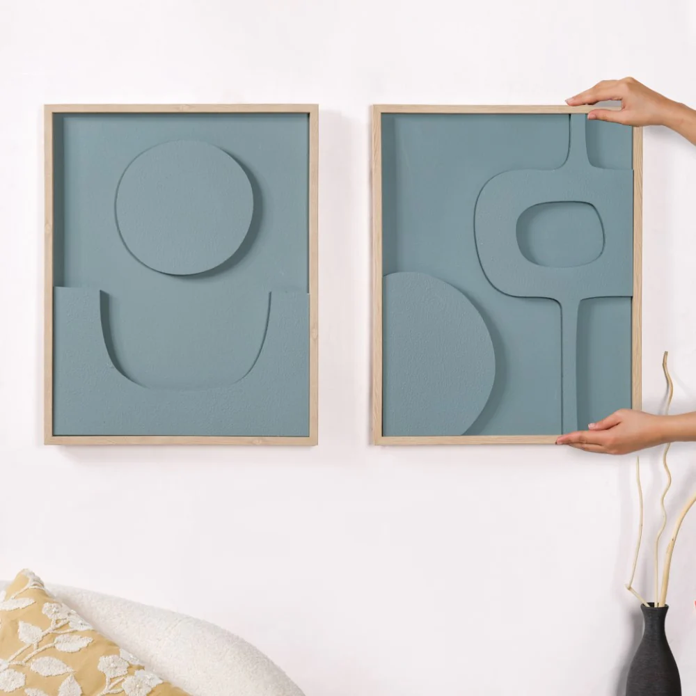 Set Of 2 3D Relief Wall Art With Frame 20x16 Inch - Image 2
