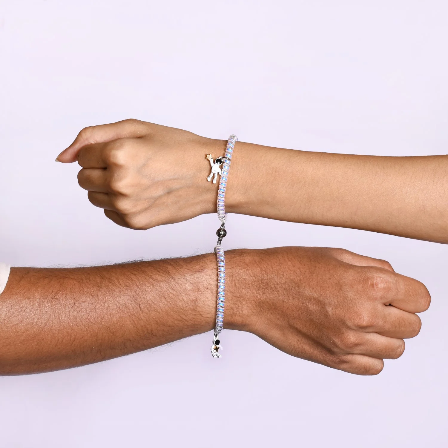 Set Of 2 Astronaut Charm Bracelet With Magnetic Clasp - Image 2