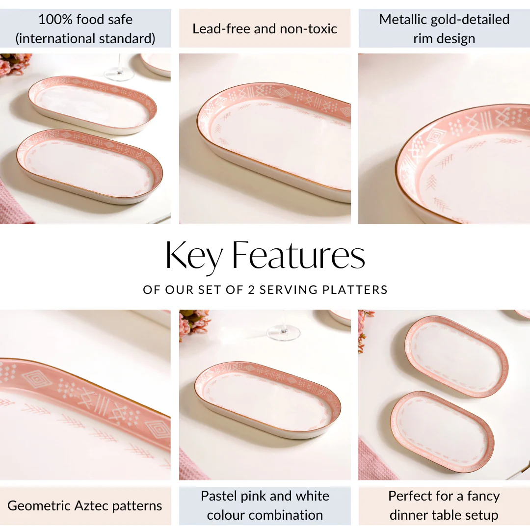 Set Of 2 Azo Pink Serving Platters 12 Inch - Image 4