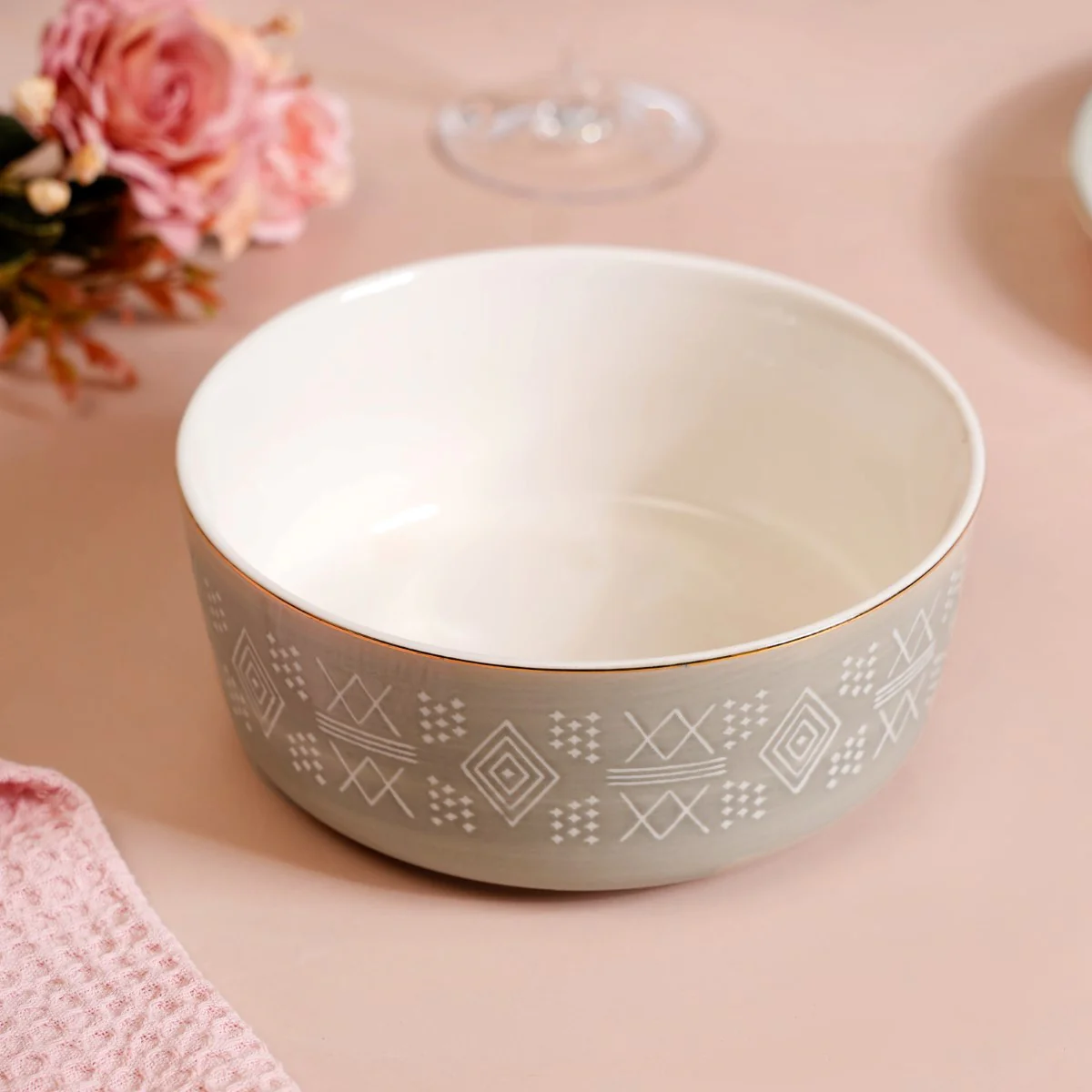 Set Of 2 Azo Serving Bowls Grey 1140ml - Image 8