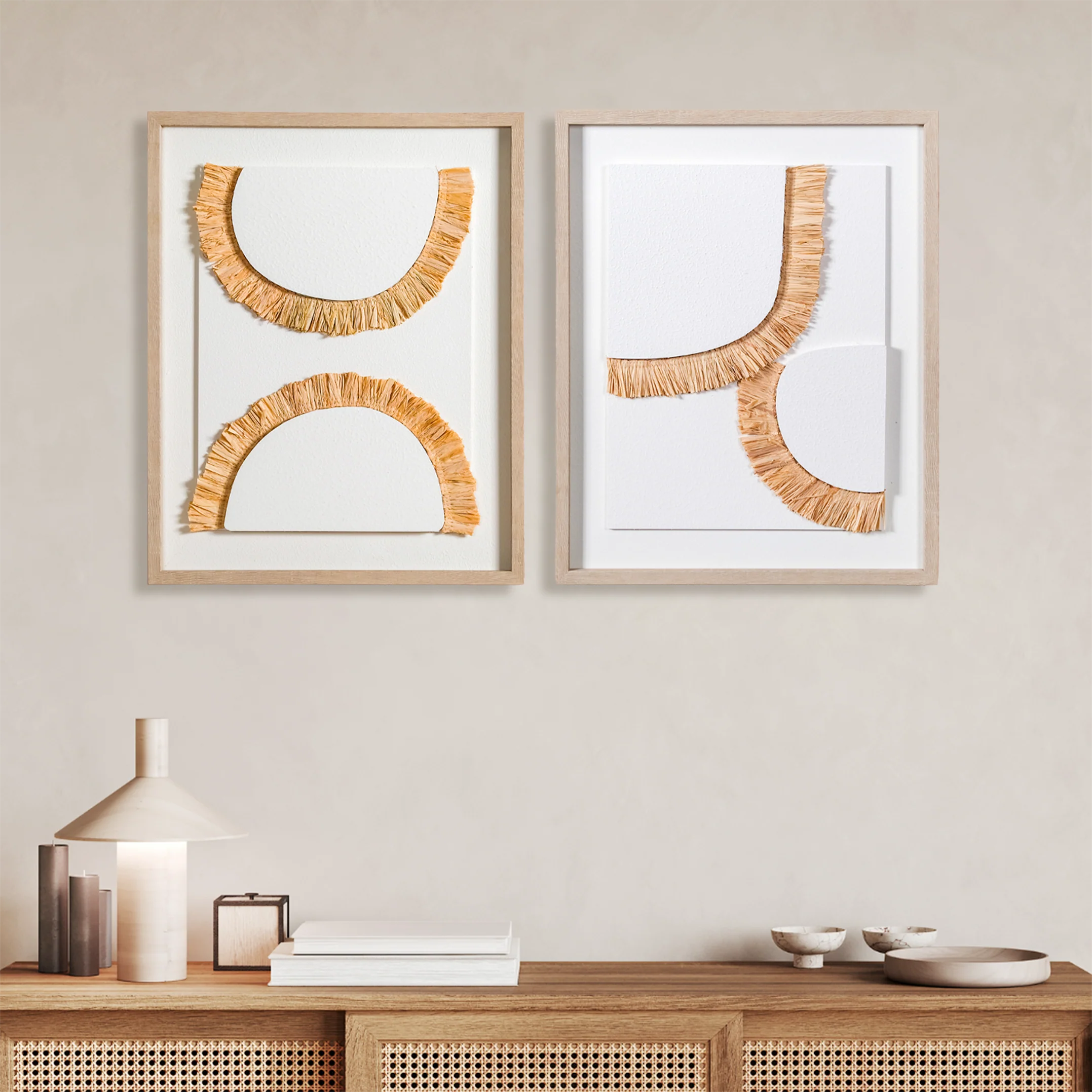 Set Of 2 Bohemian Straw Wall Art 20x16 Inch - Image 5