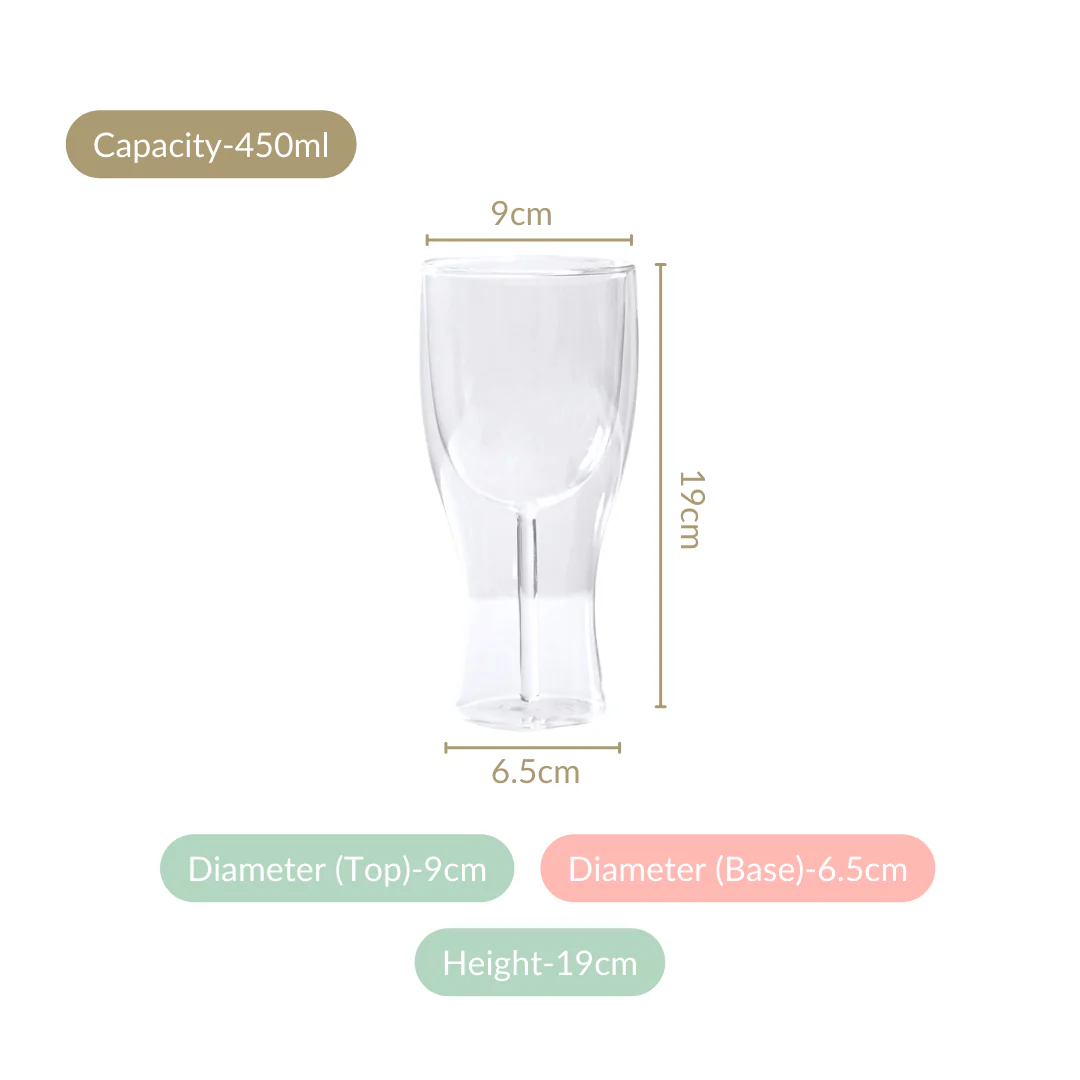 Set Of 2 Borosilicate Double Wall Wine Glasses 450ml - Image 4