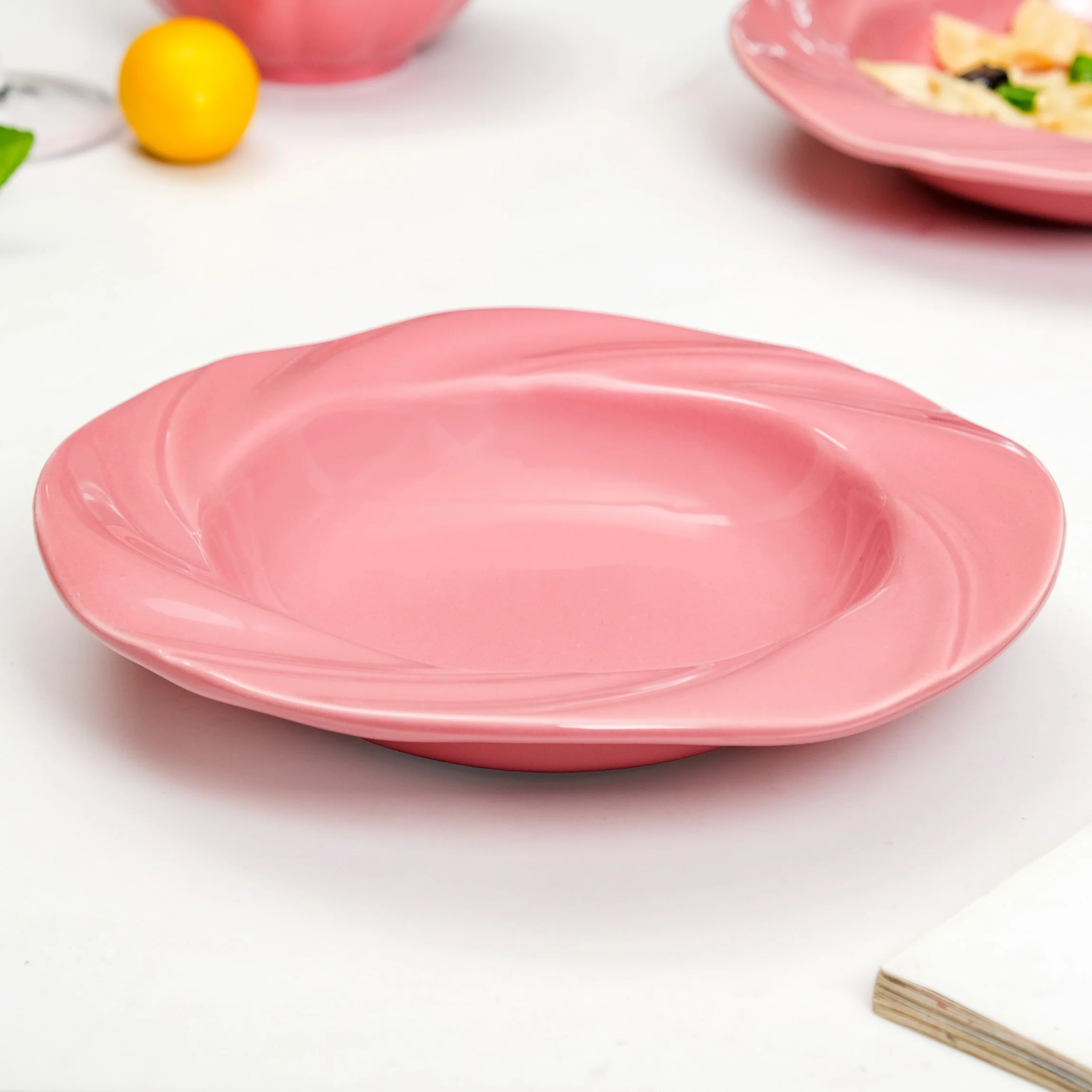 Set Of 2 Ceramic Pattern Pasta Dish 8 Inch - Image 6