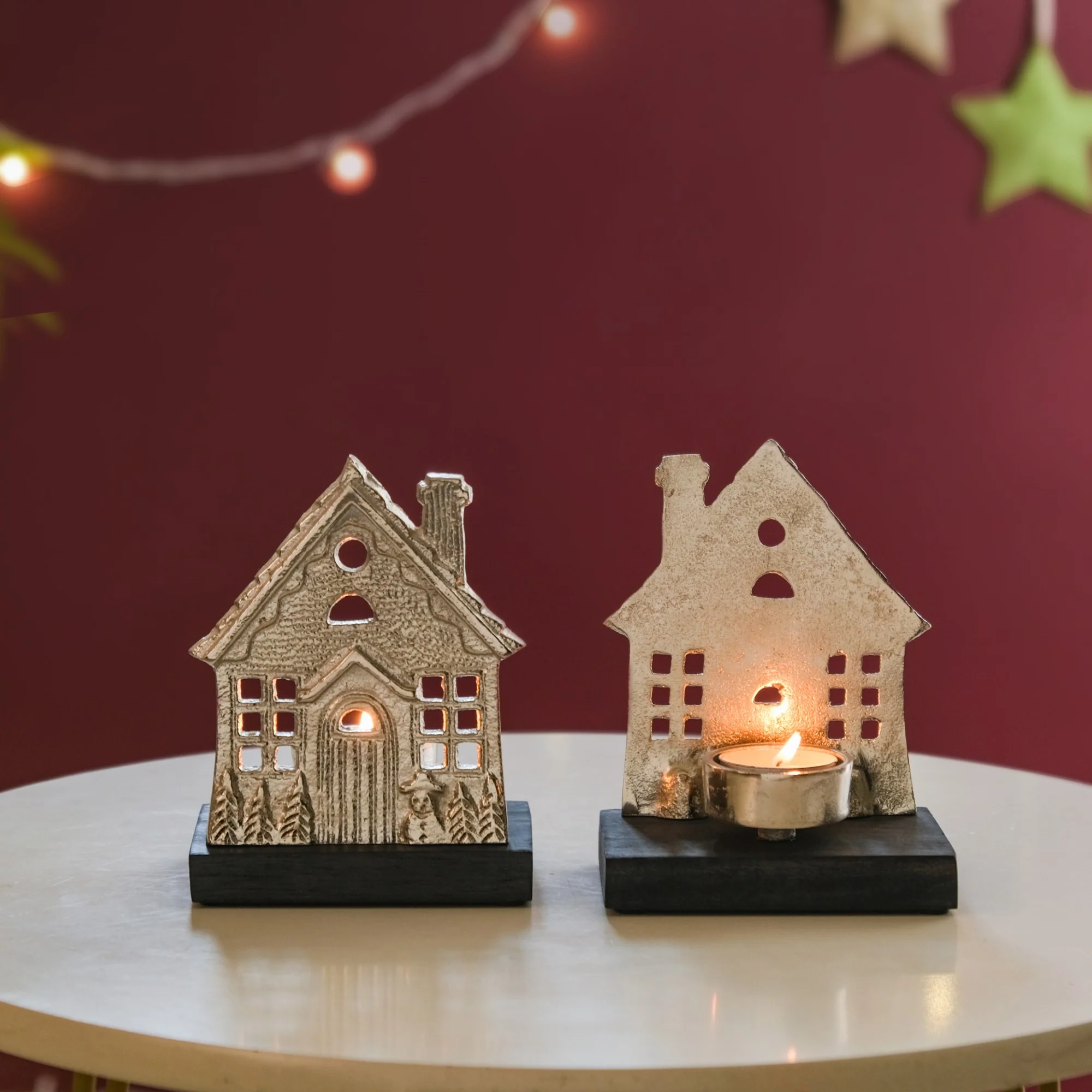 Set Of 2 Christmas Home Tea Light Holder - Image 2