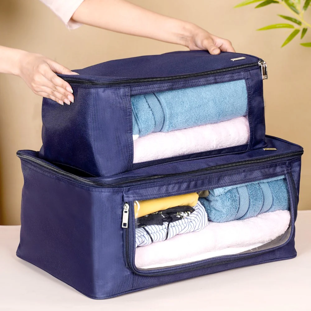 Set Of 2 Cupboard Organiser Storage Bags Blue - Image 3