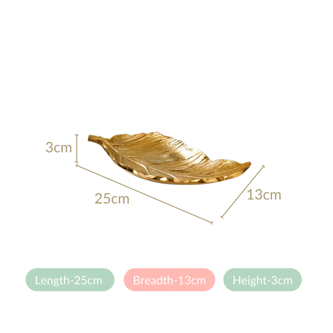 Set Of 2 Decorative Gold Leaf Trinket Tray - Image 5