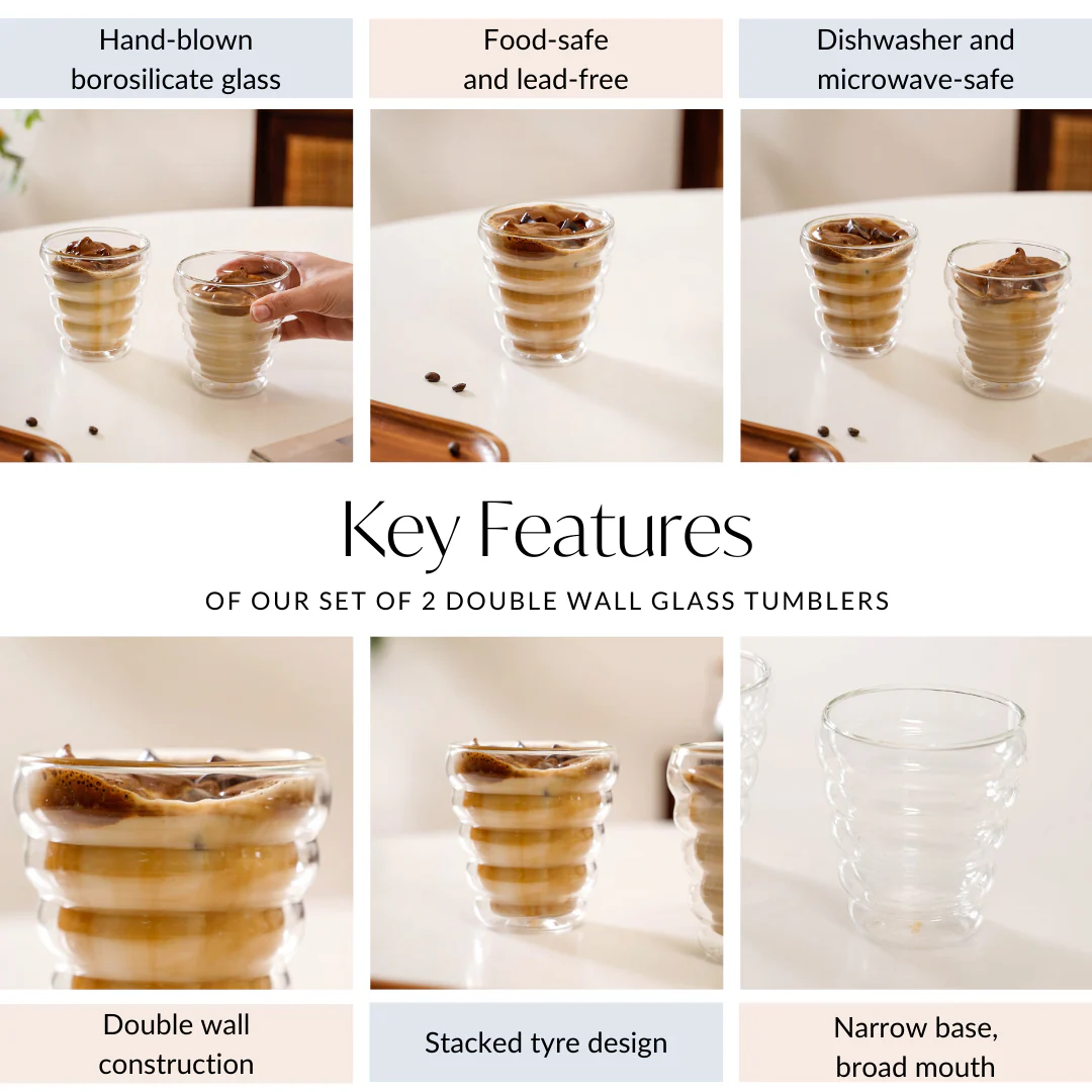 Set Of 2 Double Wall Glass Tumblers 300ml - Image 5