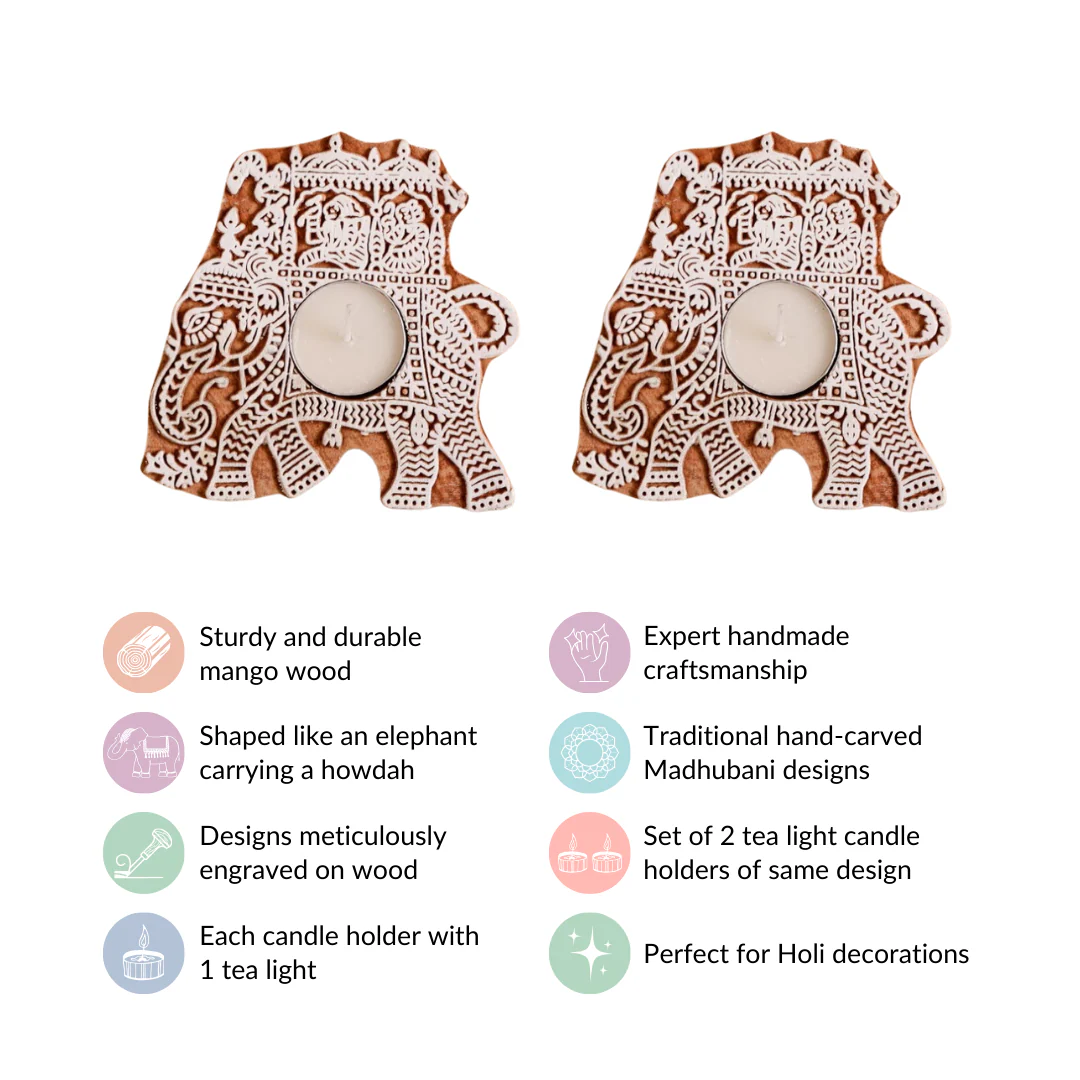 Set Of 2 Elephant Candle Holders With Tea Lights - Image 4