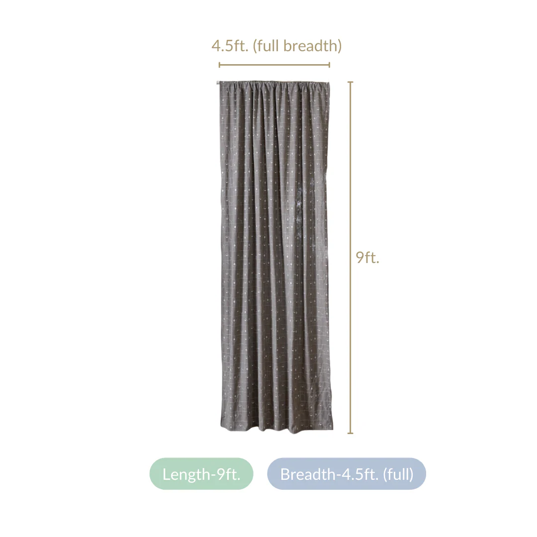 Set of 2 Embroidered Cotton Linen Curtain Grey 108x54 Inch - Image 6