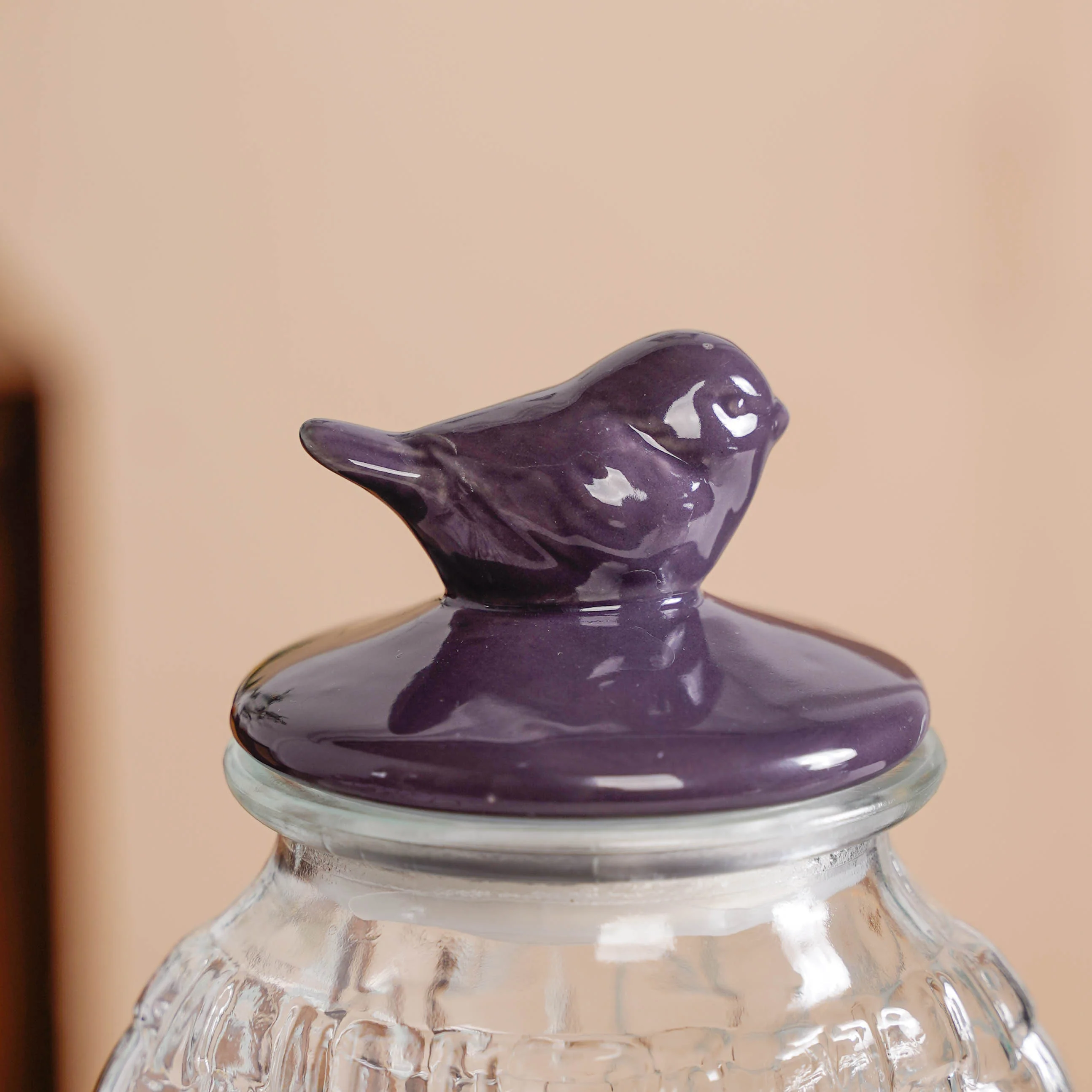 Set Of 2 Glass Storage Container with Ceramic Bird Lid 1500ml - Image 6