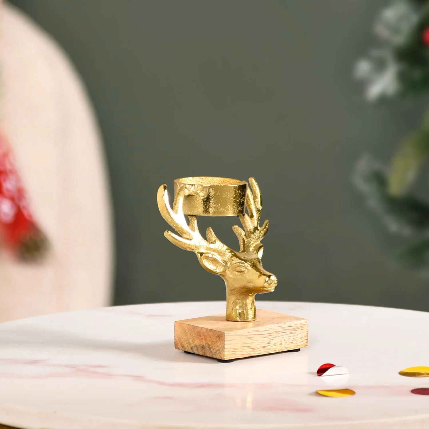 Set Of 2 Gold Stag Tea Light Candle Holder - Image 6