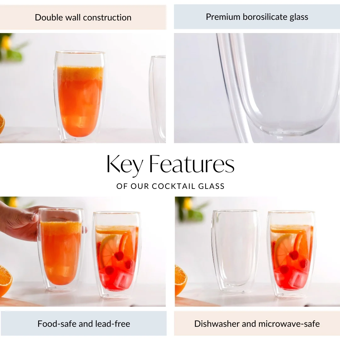 Set Of 2 Insulated Double Wall Cocktail Glasses 400ml - Image 4