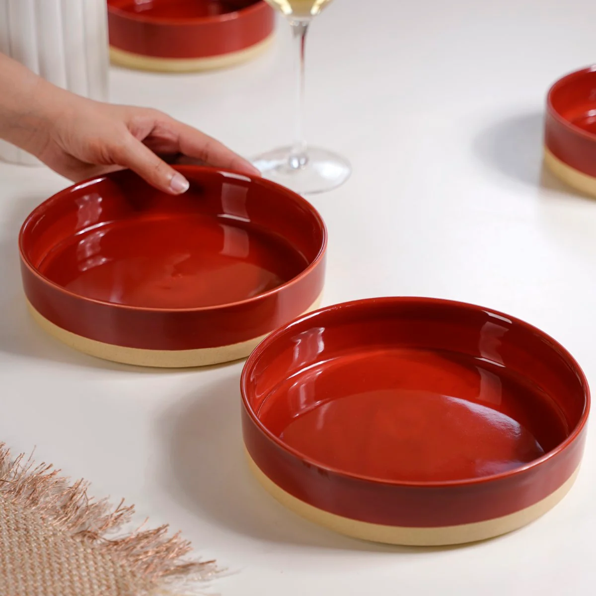 Set Of 2 Large Amber Clay Serving Bowls 800ml - Image 7