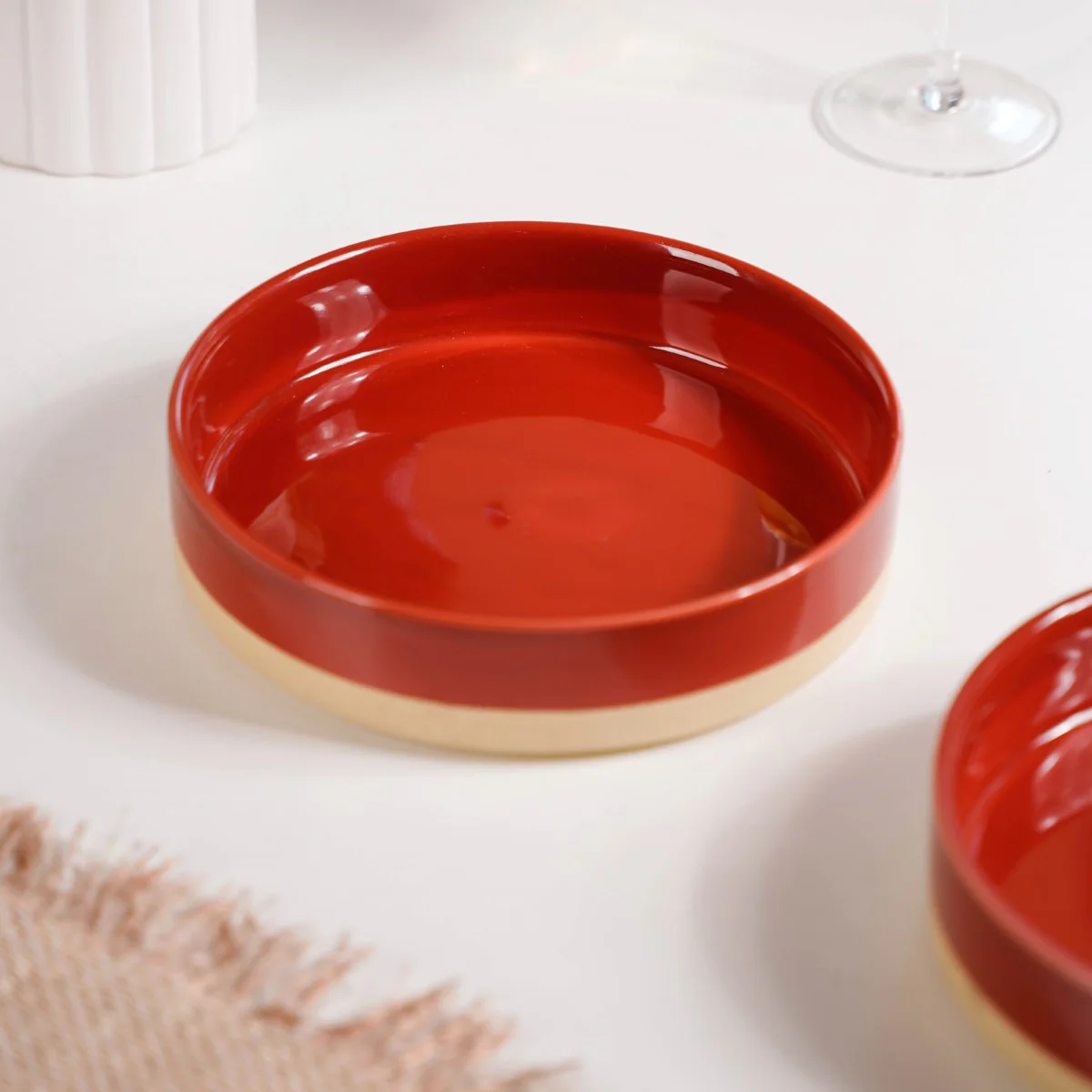 Set Of 2 Large Amber Clay Serving Bowls 800ml - Image 9
